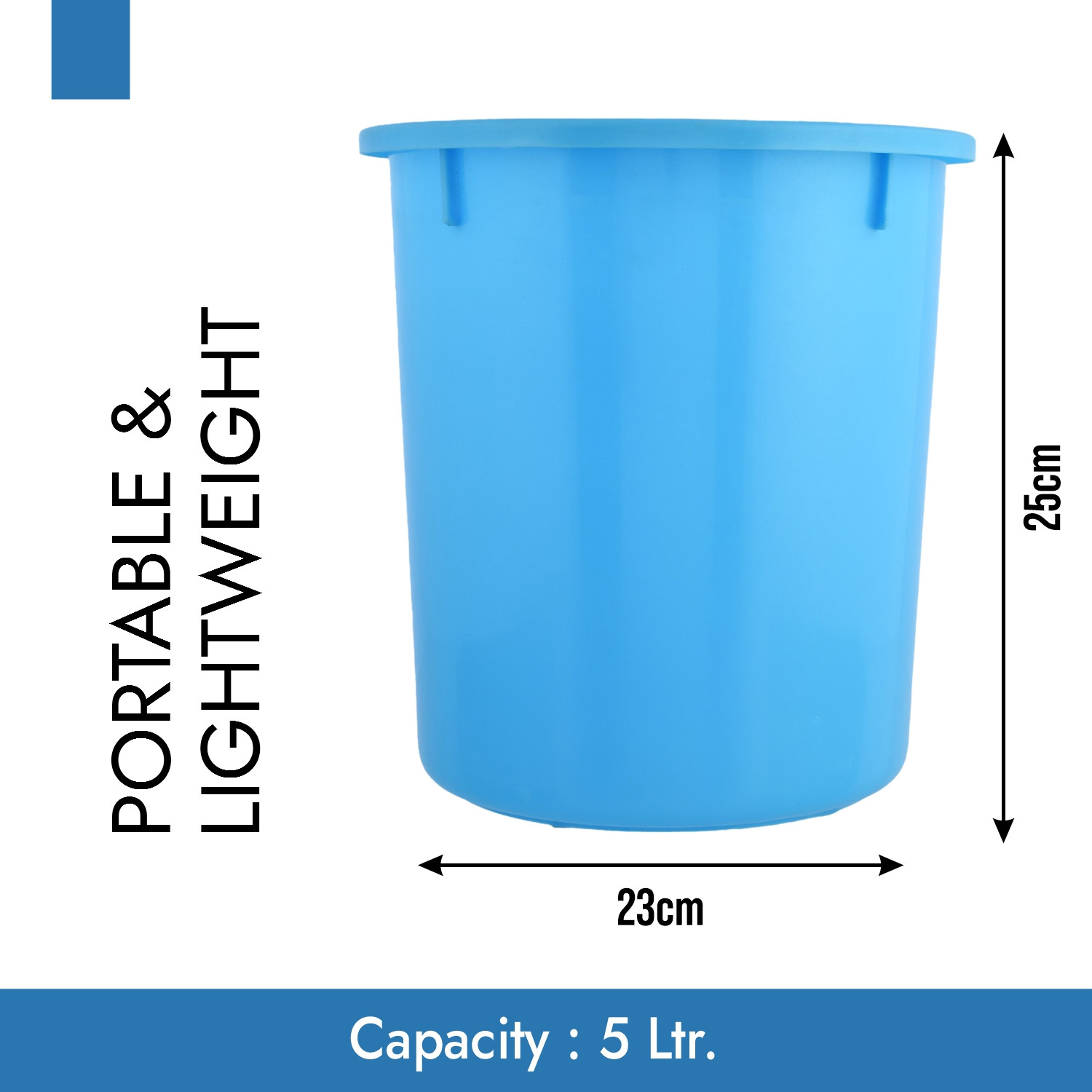 Kuber Industries Dustbin | Open Dustbin | Plastic Garbage Dustbin | Dustbin for Kitchen | Dustbin for Bathroom | Office Dustbin | Plain Sada Dustbin | 5 LTR | Pack of 3 | Multi