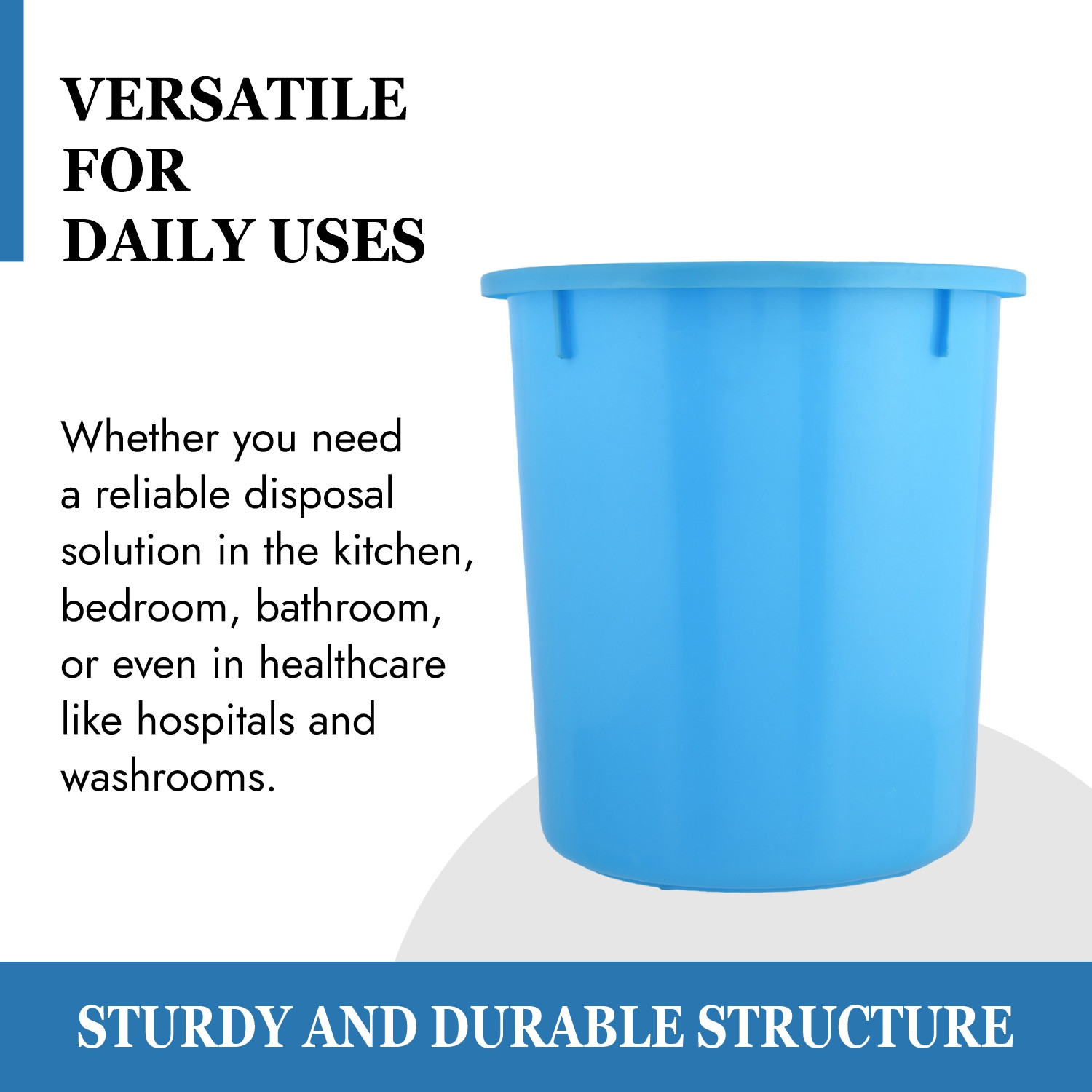 Kuber Industries Dustbin | Open Dustbin | Plastic Garbage Dustbin | Dustbin for Kitchen | Dustbin for Bathroom | Office Dustbin | Plain Sada Dustbin | 5 LTR | Pack of 3 | Multi