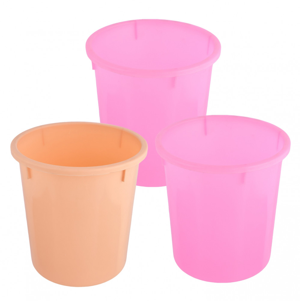 Kuber Industries Dustbin | Open Dustbin | Plastic Garbage Dustbin | Dustbin for Kitchen | Dustbin for Bathroom | Office Dustbin | Plain Sada Dustbin | 5 LTR | Pack of 3 | Multi
