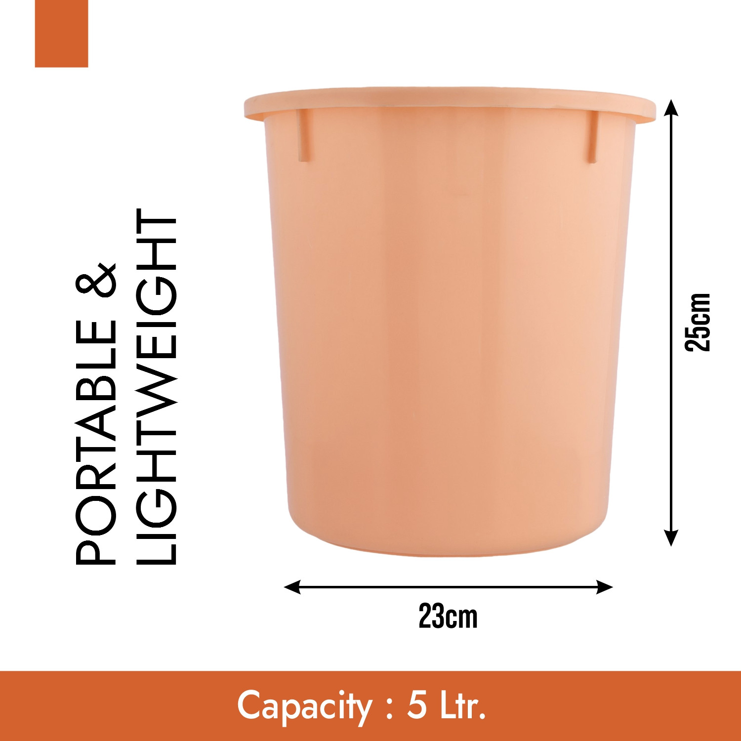 Kuber Industries Dustbin | Open Dustbin | Plastic Garbage Dustbin | Dustbin for Kitchen | Dustbin for Bathroom | Office Dustbin | Plain Sada Dustbin | 5 LTR | Pack of 3 | Multi