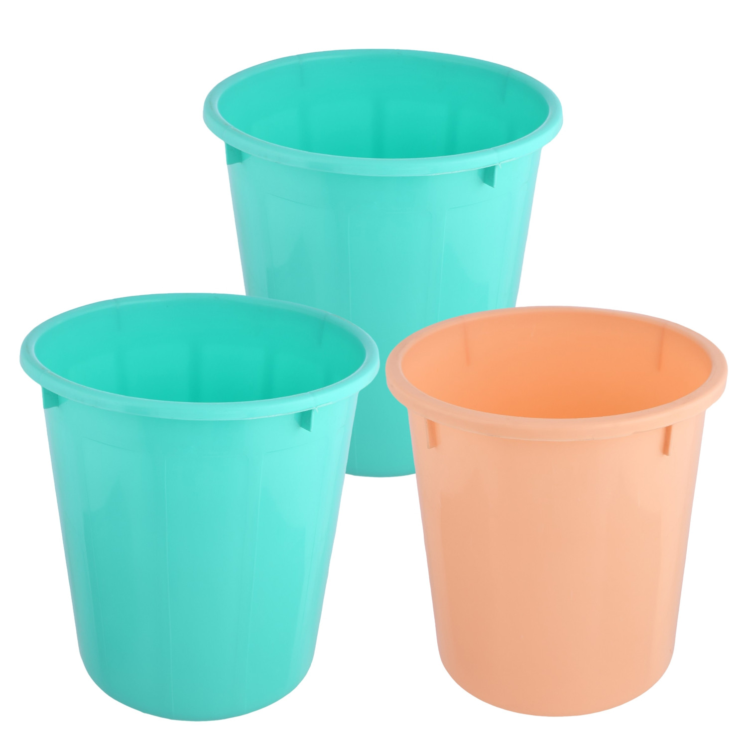 Kuber Industries Dustbin | Open Dustbin | Plastic Garbage Dustbin | Dustbin for Kitchen | Dustbin for Bathroom | Office Dustbin | Plain Sada Dustbin | 7 LTR | Pack of 3 | Multi