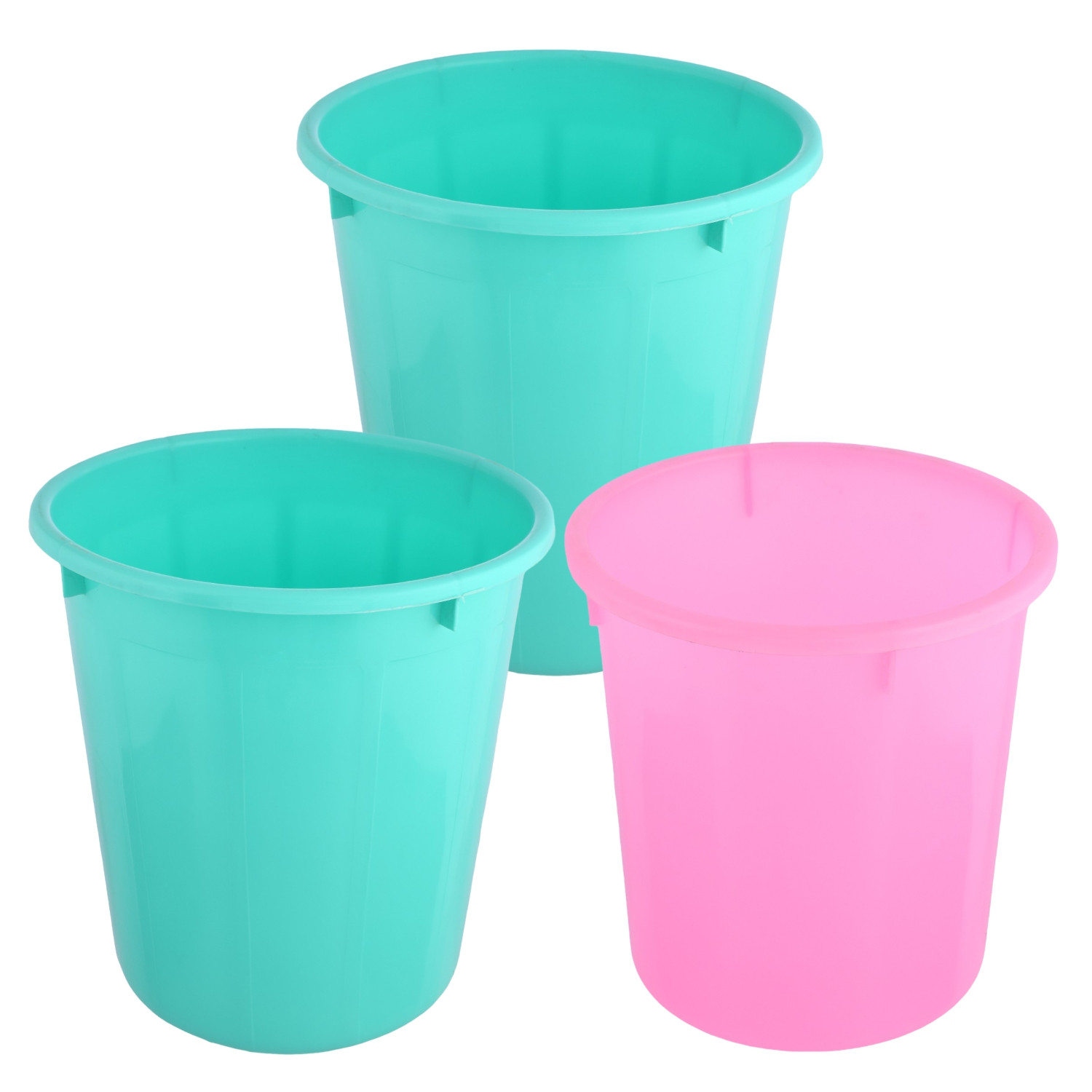 Kuber Industries Dustbin | Open Dustbin | Plastic Garbage Dustbin | Dustbin for Kitchen | Dustbin for Bathroom | Office Dustbin | Plain Sada Dustbin | 7 LTR | Pack of 3 | Multi