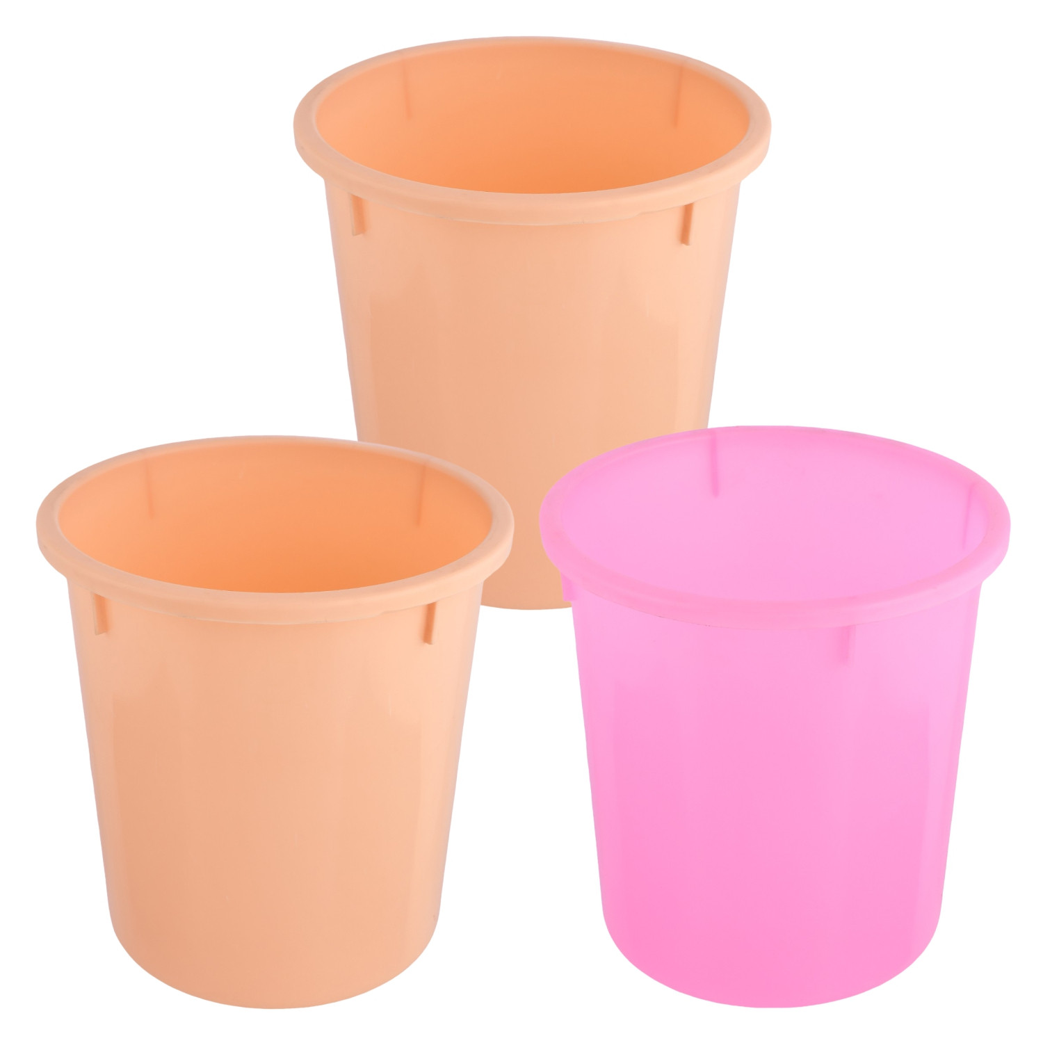 Kuber Industries Dustbin | Open Dustbin | Plastic Garbage Dustbin | Dustbin for Kitchen | Dustbin for Bathroom | Office Dustbin | Plain Sada Dustbin | 7 LTR | Pack of 3 | Multi
