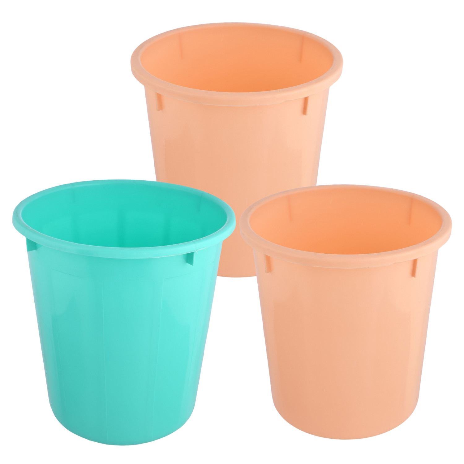 Kuber Industries Dustbin | Open Dustbin | Plastic Garbage Dustbin | Dustbin for Kitchen | Dustbin for Bathroom | Office Dustbin | Plain Sada Dustbin | 7 LTR | Pack of 3 | Multi