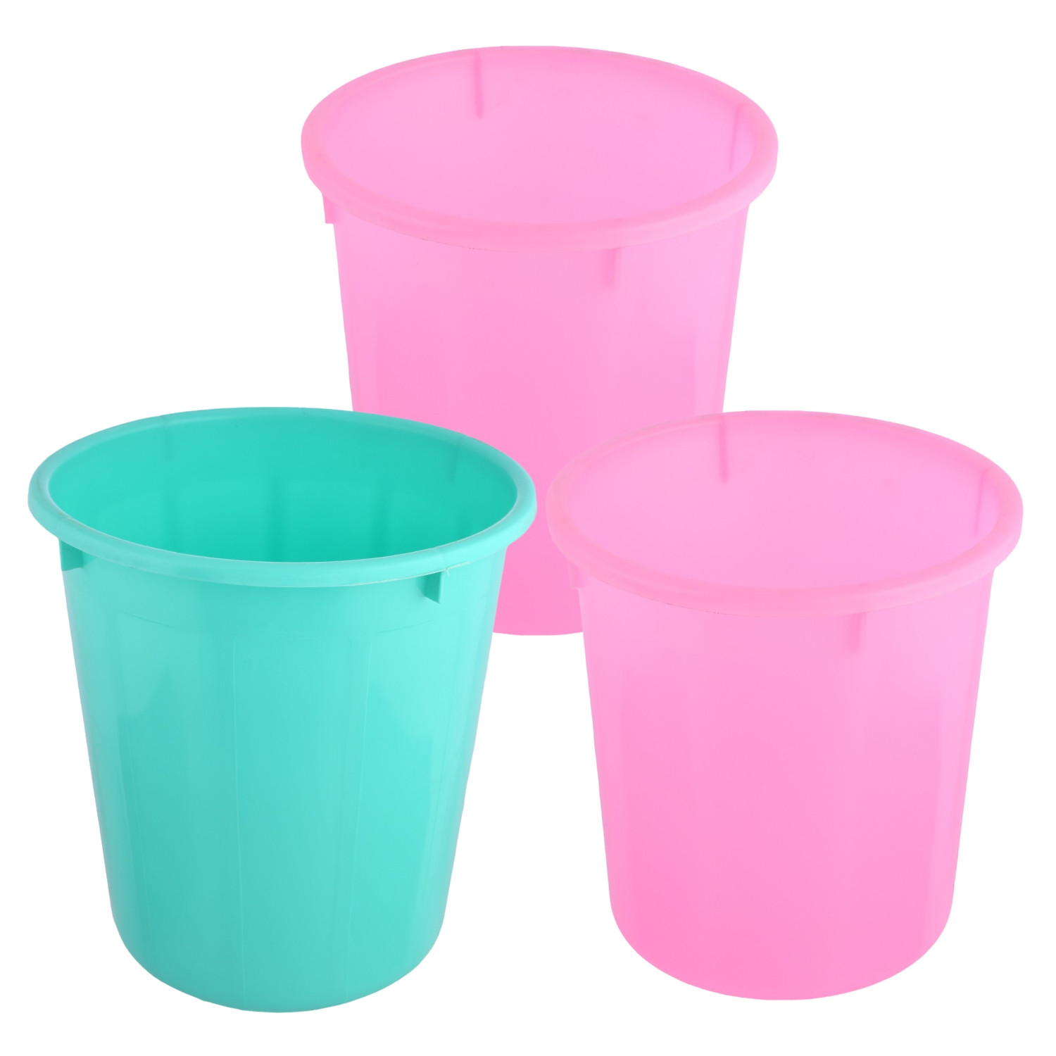 Kuber Industries Dustbin | Open Dustbin | Plastic Garbage Dustbin | Dustbin for Kitchen | Dustbin for Bathroom | Office Dustbin | Plain Sada Dustbin | 7 LTR | Pack of 3 | Multi