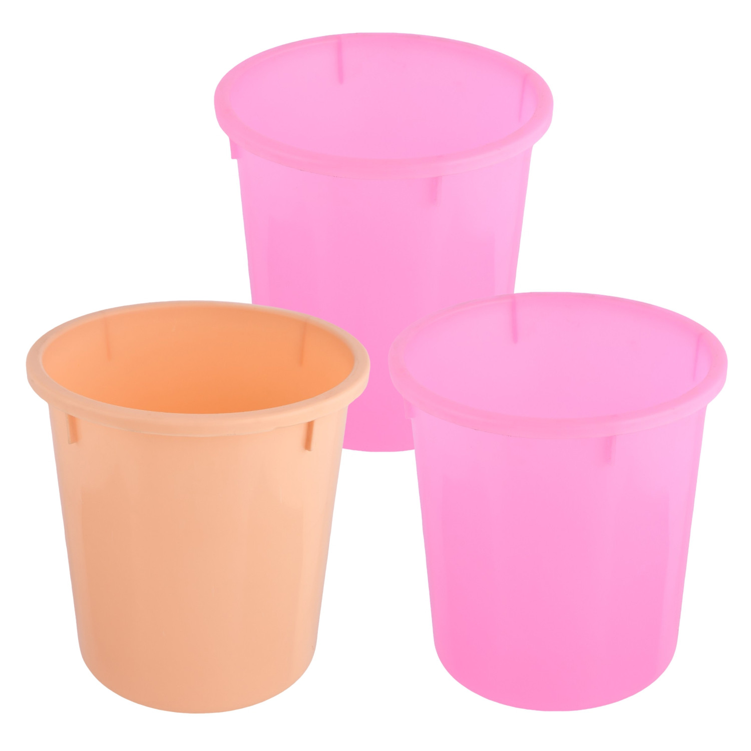 Kuber Industries Dustbin | Open Dustbin | Plastic Garbage Dustbin | Dustbin for Kitchen | Dustbin for Bathroom | Office Dustbin | Plain Sada Dustbin | 7 LTR | Pack of 3 | Multi