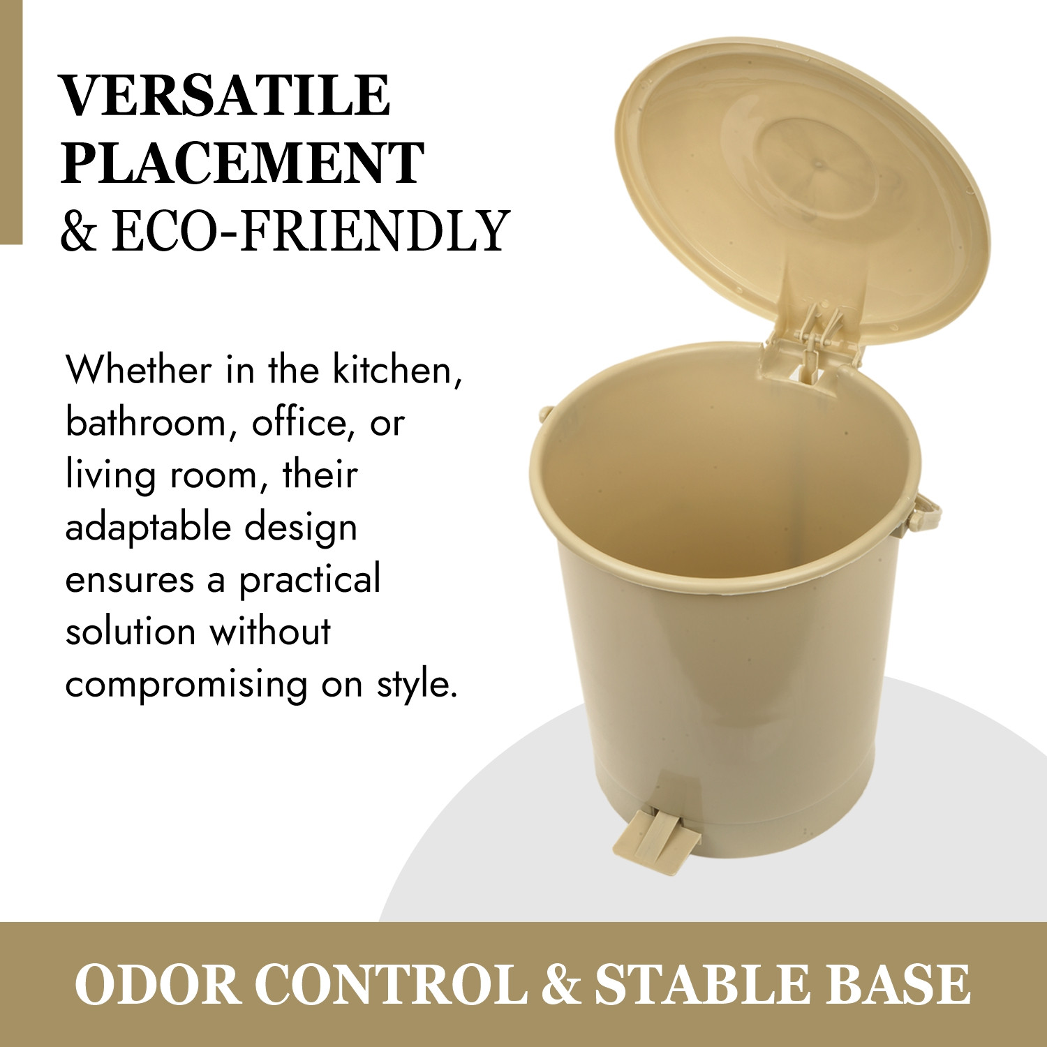 Kuber Industries Dustbin | Plastic Swinging Lid Dustbin | Pedal Dustbin with Lid | Dustbin for Kitchen | Wet & Dry Waste Pedal Dustbins | Trash Can | 10 LTR | Beige