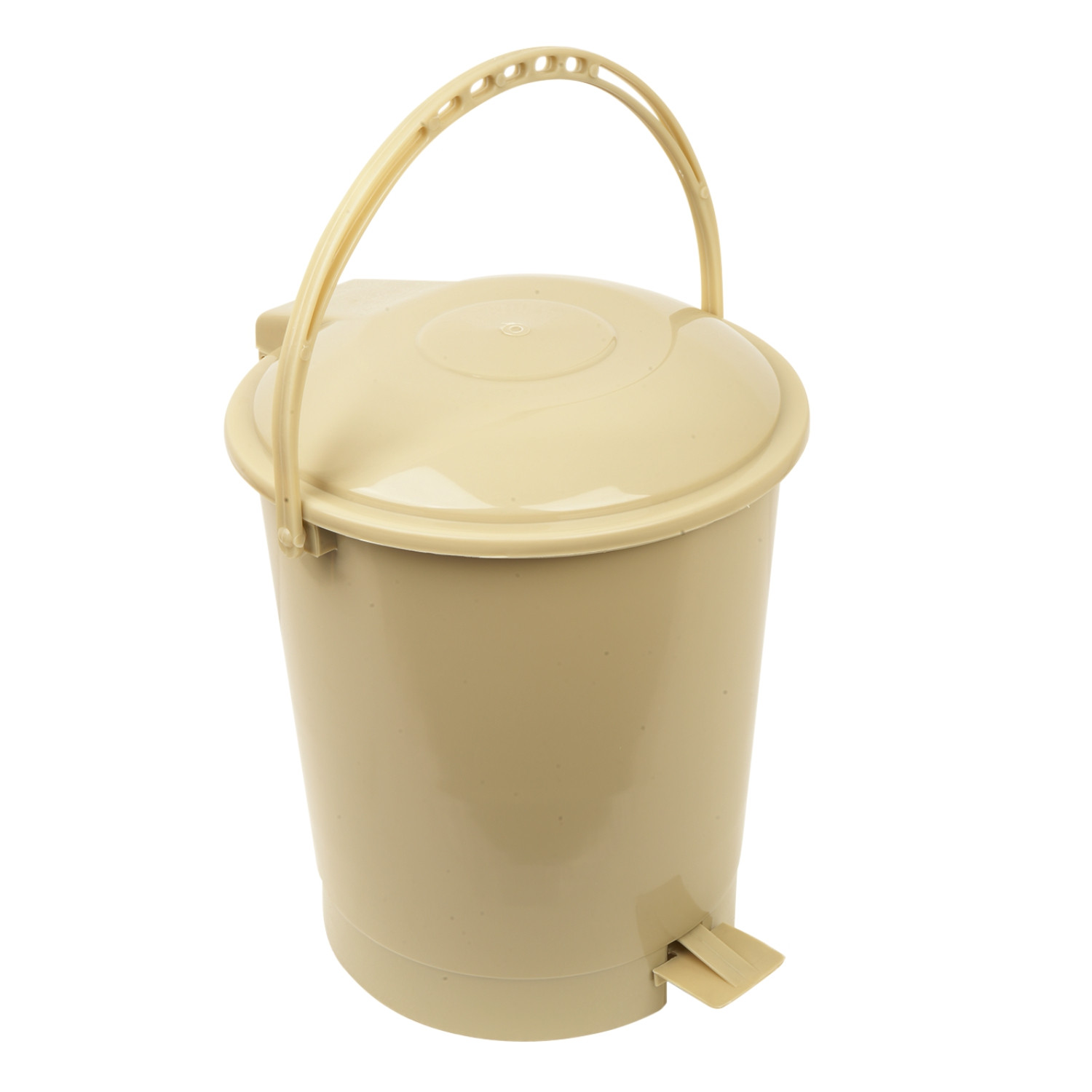 Kuber Industries Dustbin | Plastic Swinging Lid Dustbin | Pedal Dustbin with Lid | Dustbin for Kitchen | Wet & Dry Waste Pedal Dustbins | Trash Can | 10 LTR | Beige