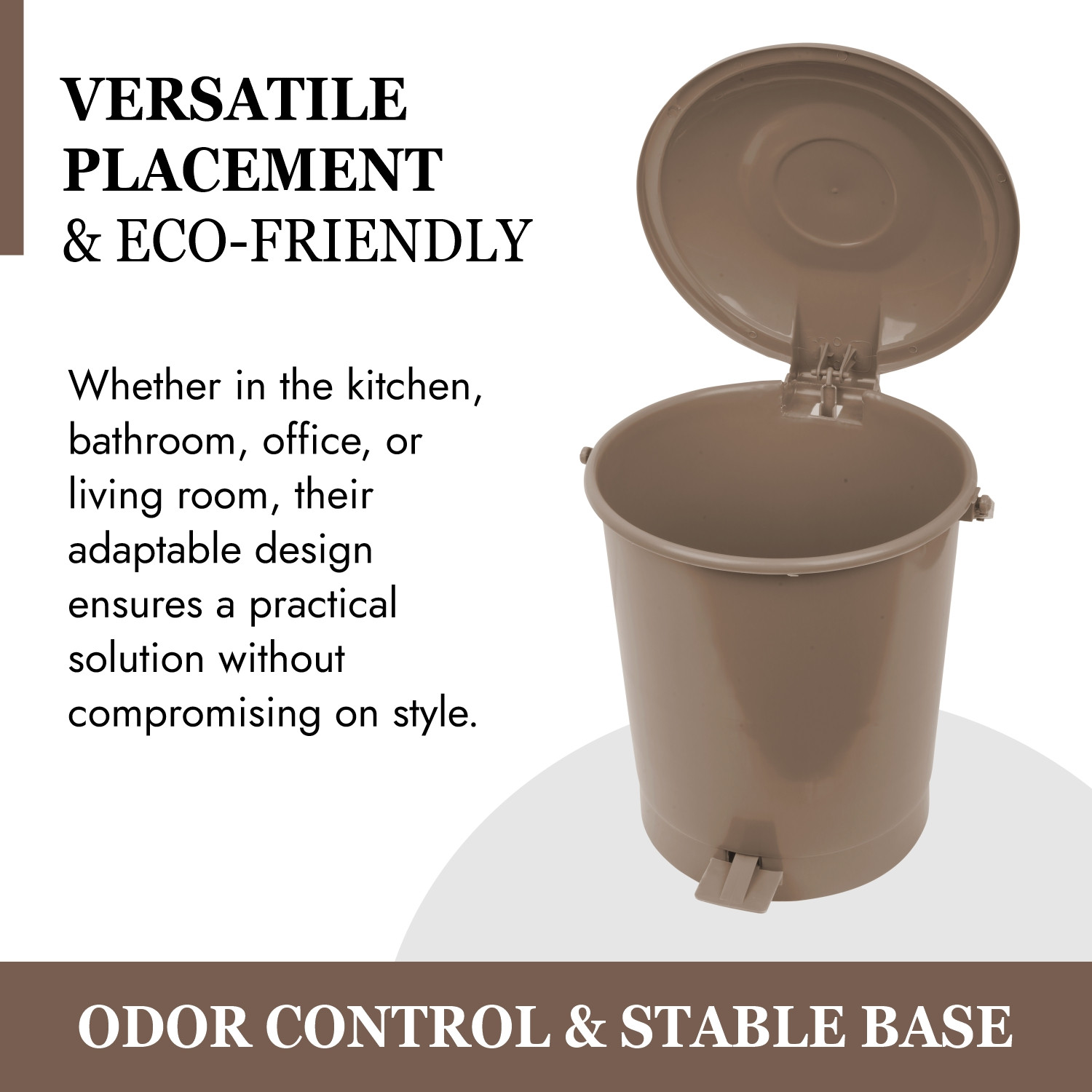 Kuber Industries Dustbin | Plastic Swinging Lid Dustbin | Pedal Dustbin with Lid | Dustbin for Kitchen | Wet & Dry Waste Pedal Dustbins | Trash Can | 10 LTR | Brown