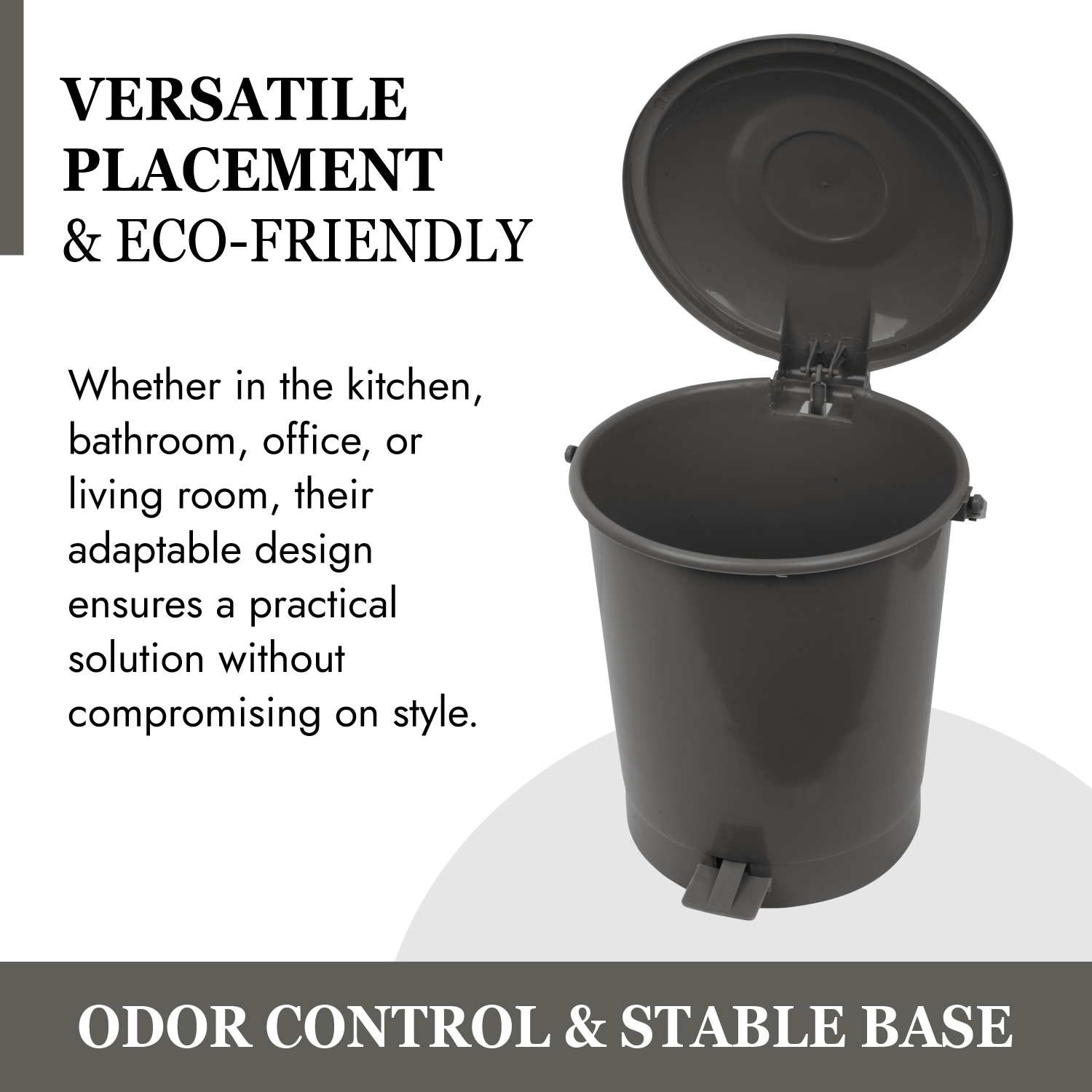 Kuber Industries Dustbin | Plastic Swinging Lid Dustbin | Pedal Dustbin with Lid | Dustbin for Kitchen | Wet & Dry Waste Pedal Dustbins | Trash Can | 10 LTR | Gray