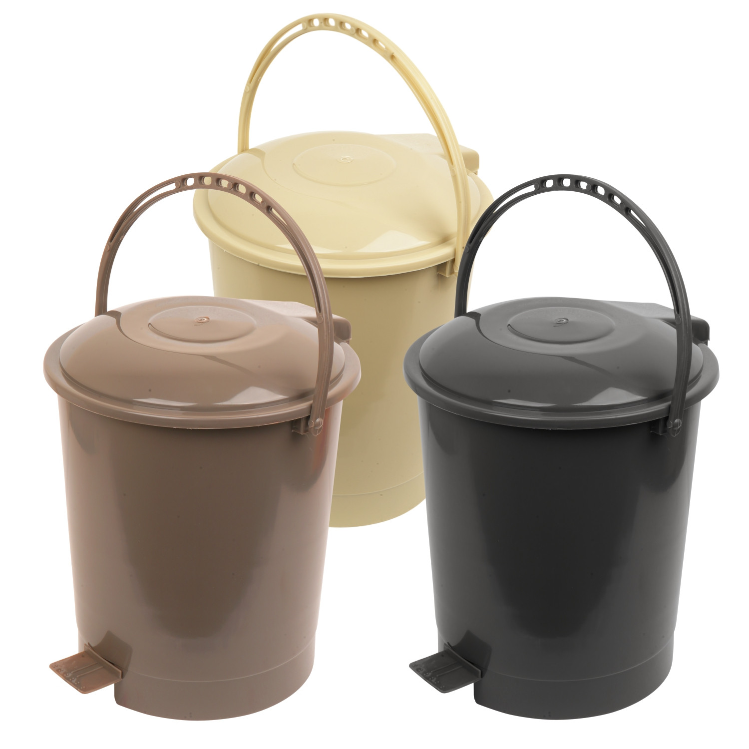 Kuber Industries Dustbin | Plastic Swinging Lid Dustbin | Pedal Dustbin with Lid | Dustbin for Kitchen | Wet & Dry Waste Pedal Dustbins | Trash Can | 10 LTR | Pack of 3 | Multi