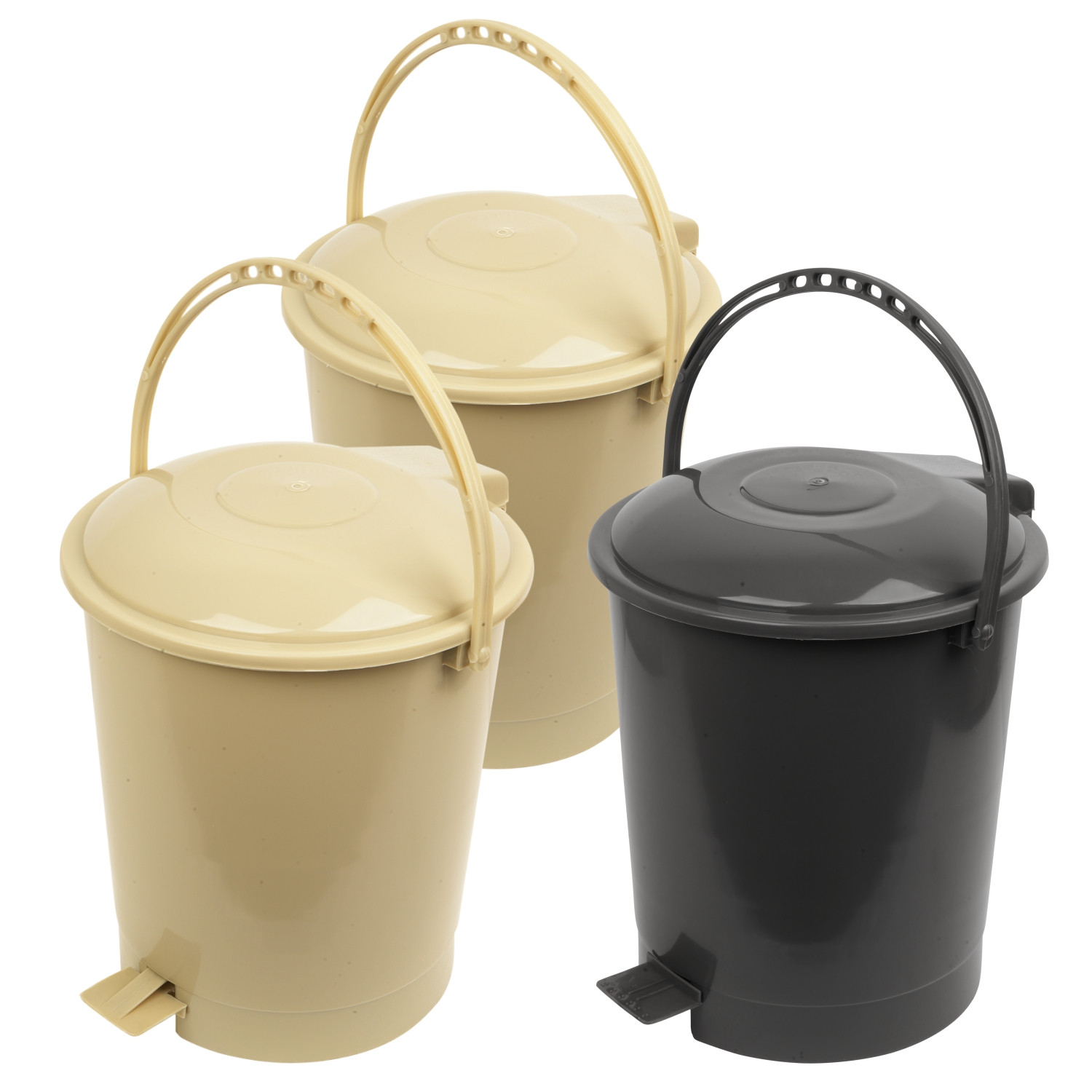Kuber Industries Dustbin | Plastic Swinging Lid Dustbin | Pedal Dustbin with Lid | Dustbin for Kitchen | Wet & Dry Waste Pedal Dustbins | Trash Can | 10 LTR | Pack of 3 | Multi