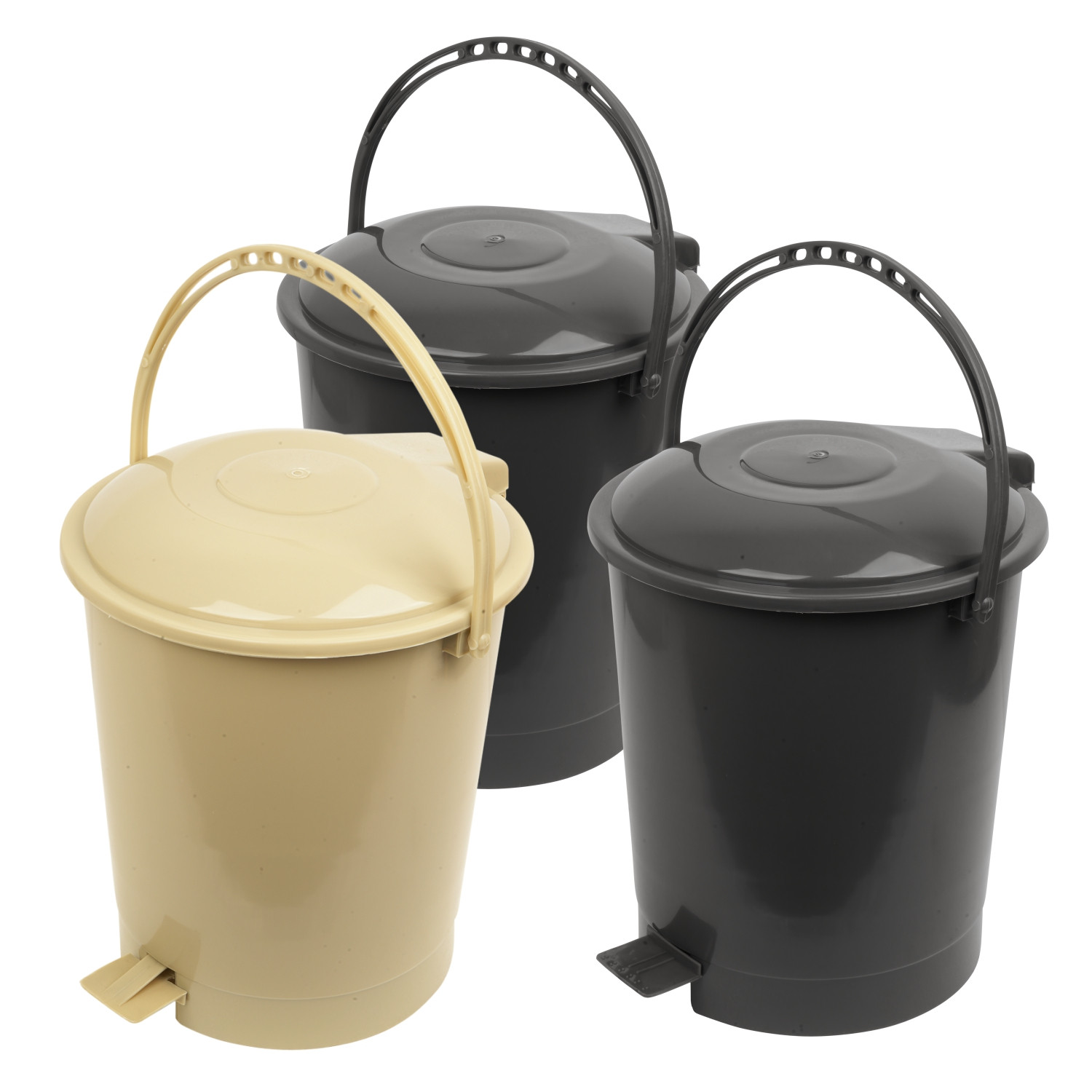 Kuber Industries Dustbin | Plastic Swinging Lid Dustbin | Pedal Dustbin with Lid | Dustbin for Kitchen | Wet & Dry Waste Pedal Dustbins | Trash Can | 10 LTR | Pack of 3 | Multi