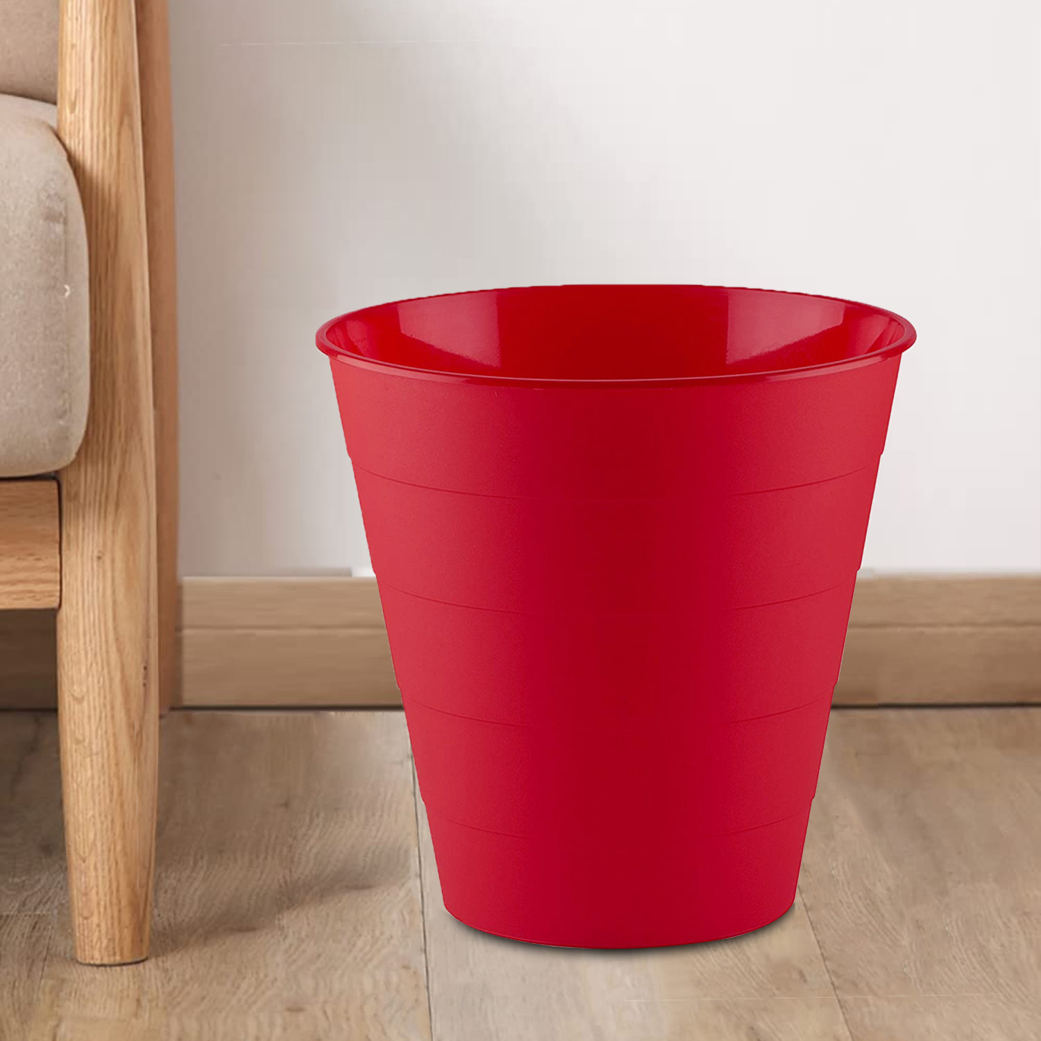 Kuber Industries Dustbin|Plastic Dustbin|Dustbins for Kitchen|Dustbin For Bedroom,Hall|Dustbin For office|8 Litre Dustbin (Red)