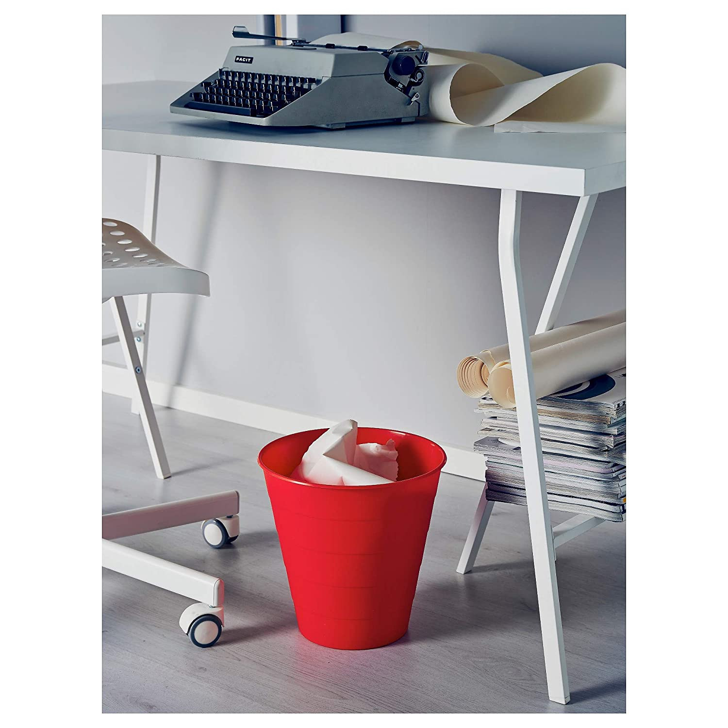 Kuber Industries Dustbin|Plastic Dustbin|Dustbins for Kitchen|Dustbin For Bedroom,Hall|Dustbin For office|8 Litre Dustbin (Red)