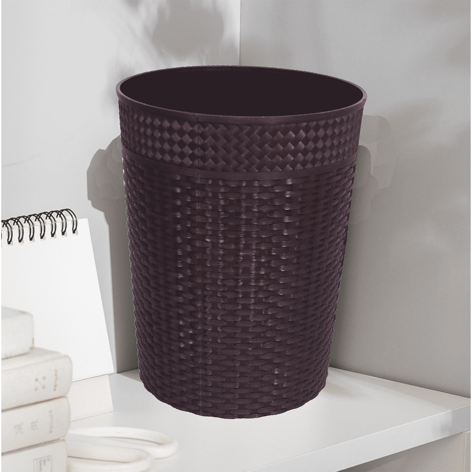 Kuber Industries Dustbin|Plastic Dustbin|Dustbins for Kitchen|Dustbin For Bedroom,Hall|Dustbin For office|10 Litre Dustbin (Brown)