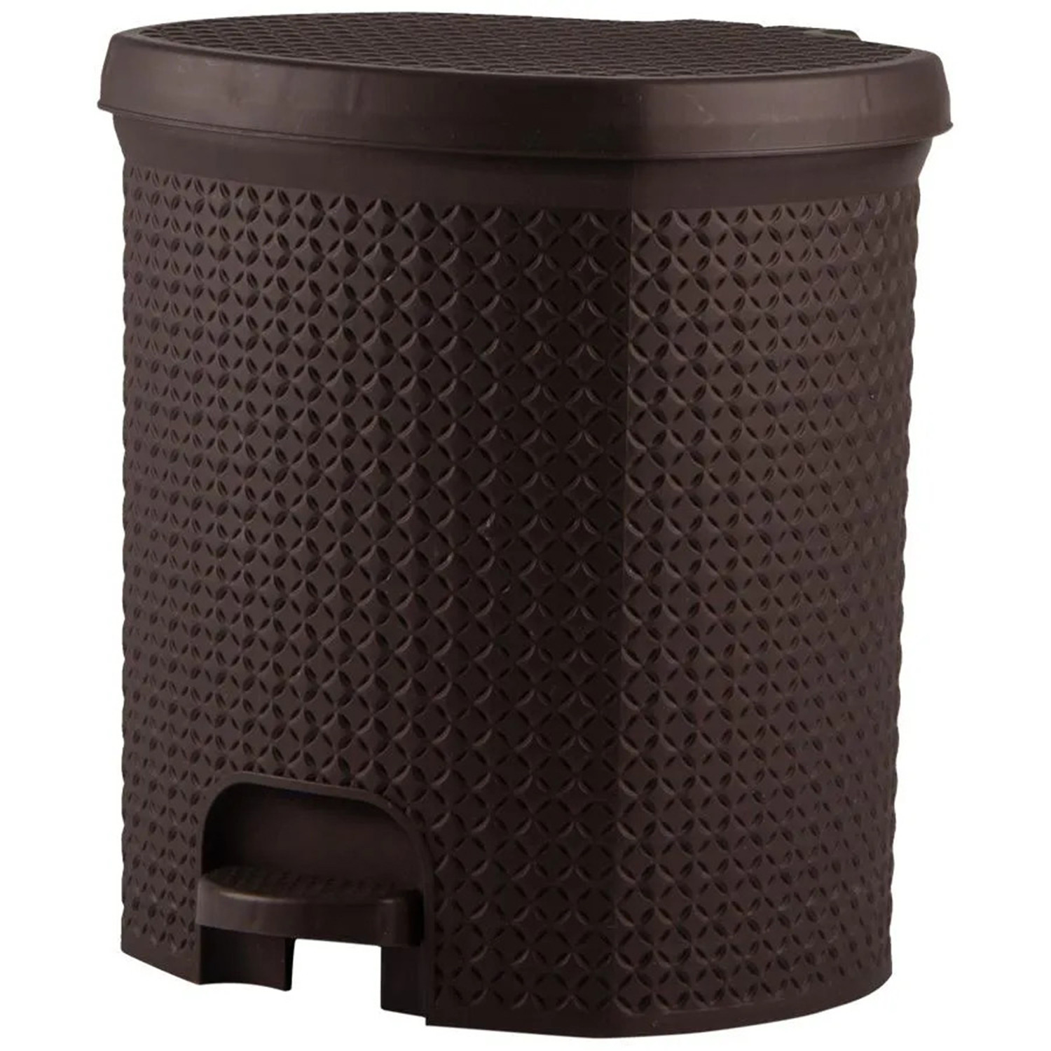 Kuber Industries Dustbin|Plastic Pedal Dustbin|Kitchen Inner Bucket Waste Paper Bin|Dustbin For Bedroom|Dustbin For office|12 Litre Dustbin (Brown)