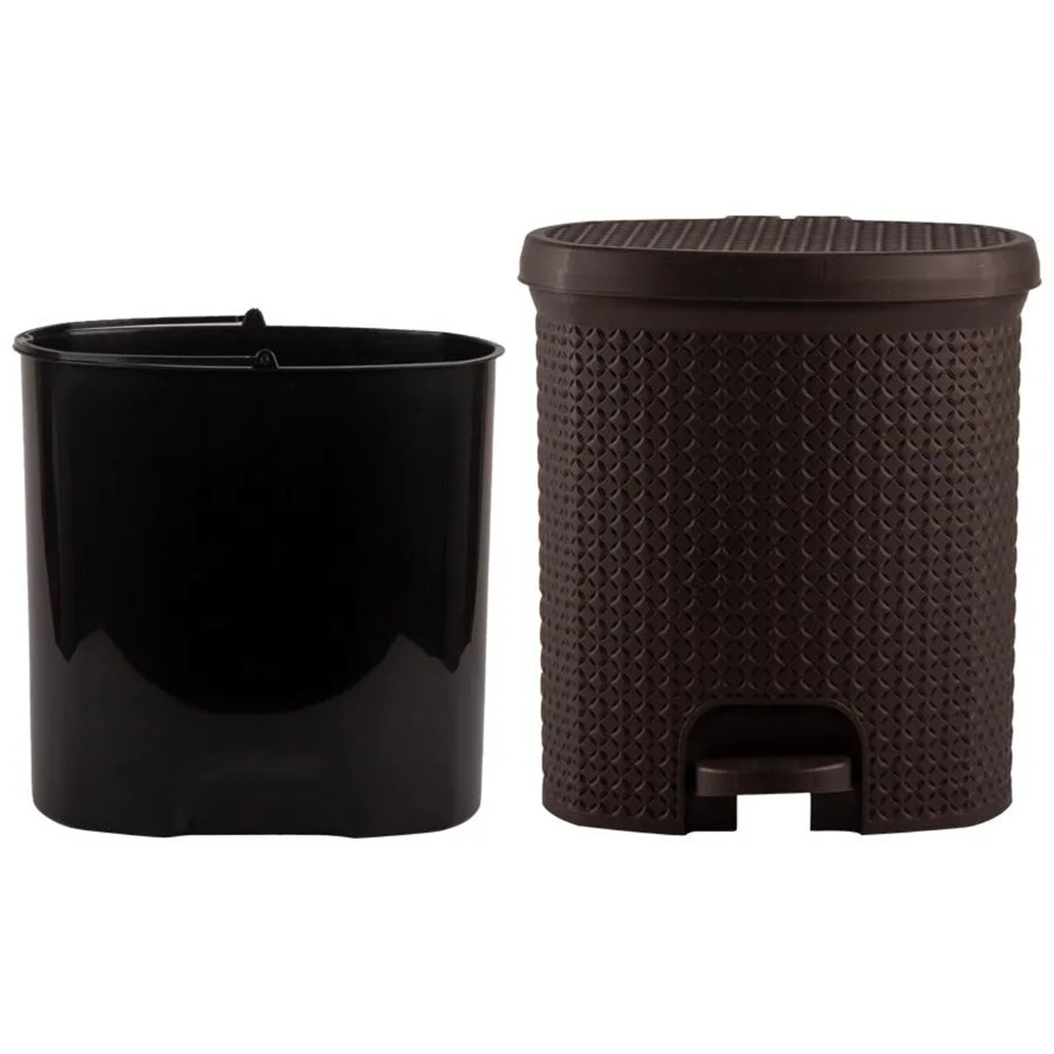 Kuber Industries Dustbin|Plastic Pedal Dustbin|Kitchen Inner Bucket Waste Paper Bin|Dustbin For Bedroom|Dustbin For office|12 Litre Dustbin (Brown)