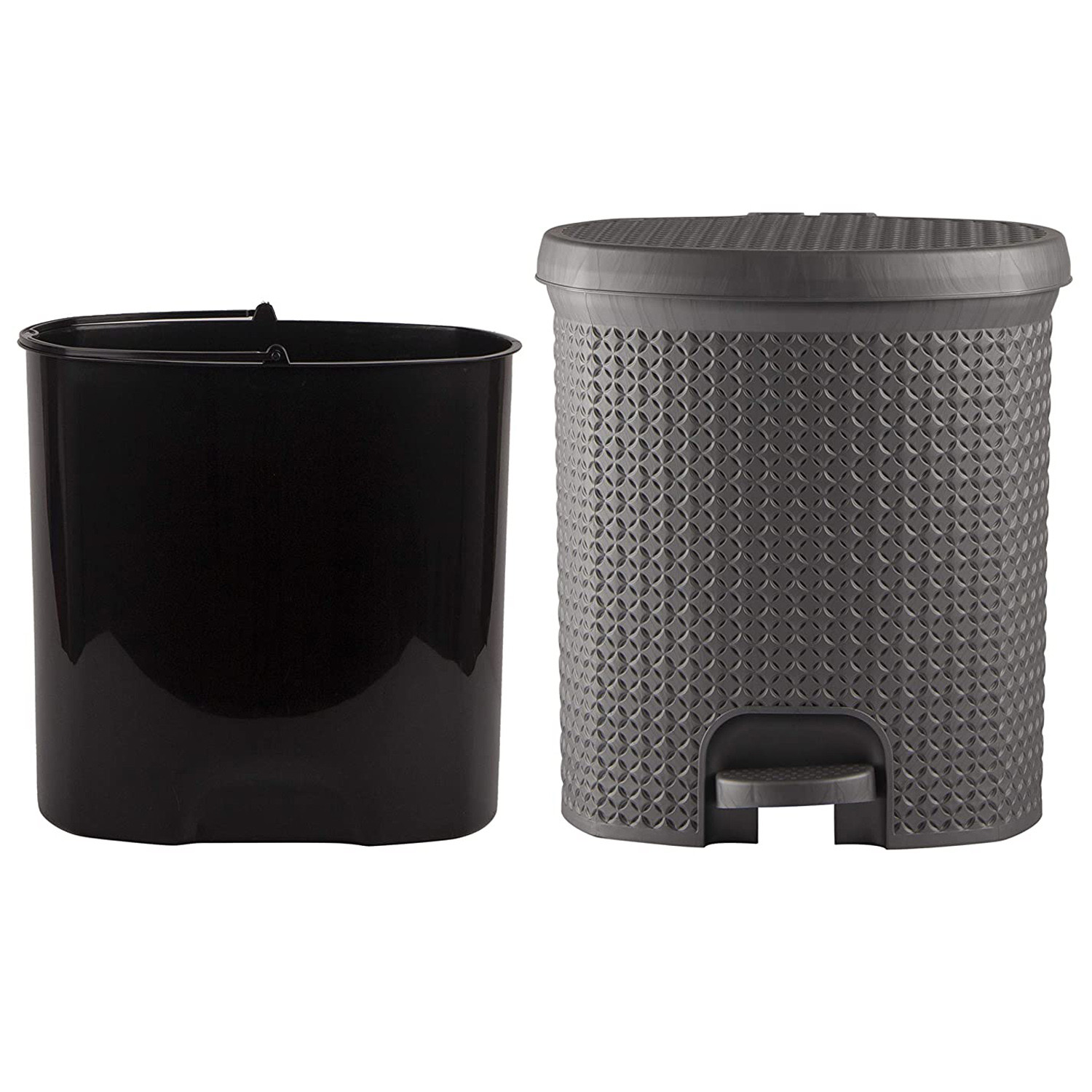 Kuber Industries Dustbin|Plastic Pedal Dustbin|Kitchen Inner Bucket Waste Paper Bin|Dustbin For Bedroom|Dustbin For office|12 Litre Dustbin (Grey)