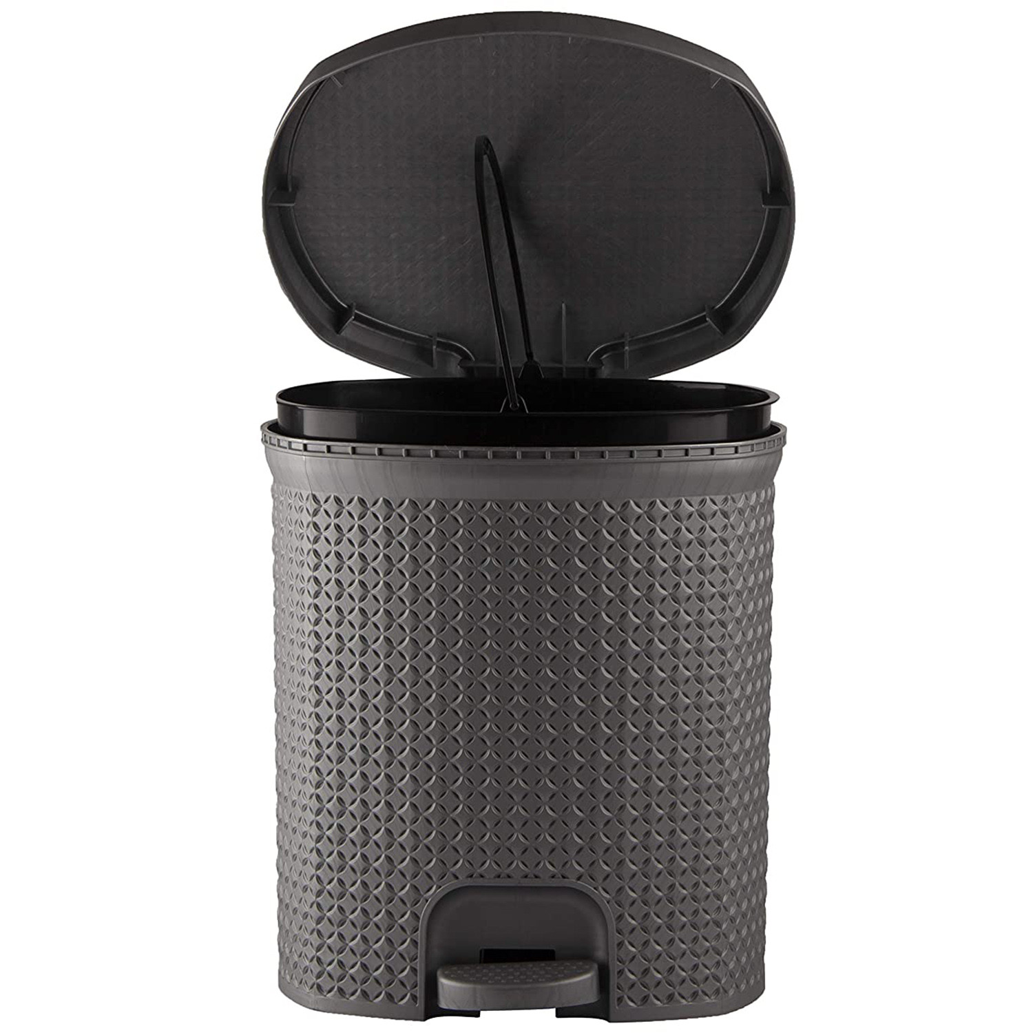 Kuber Industries Dustbin|Plastic Pedal Dustbin|Kitchen Inner Bucket Waste Paper Bin|Dustbin For Bedroom|Dustbin For office|12 Litre Dustbin (Grey)
