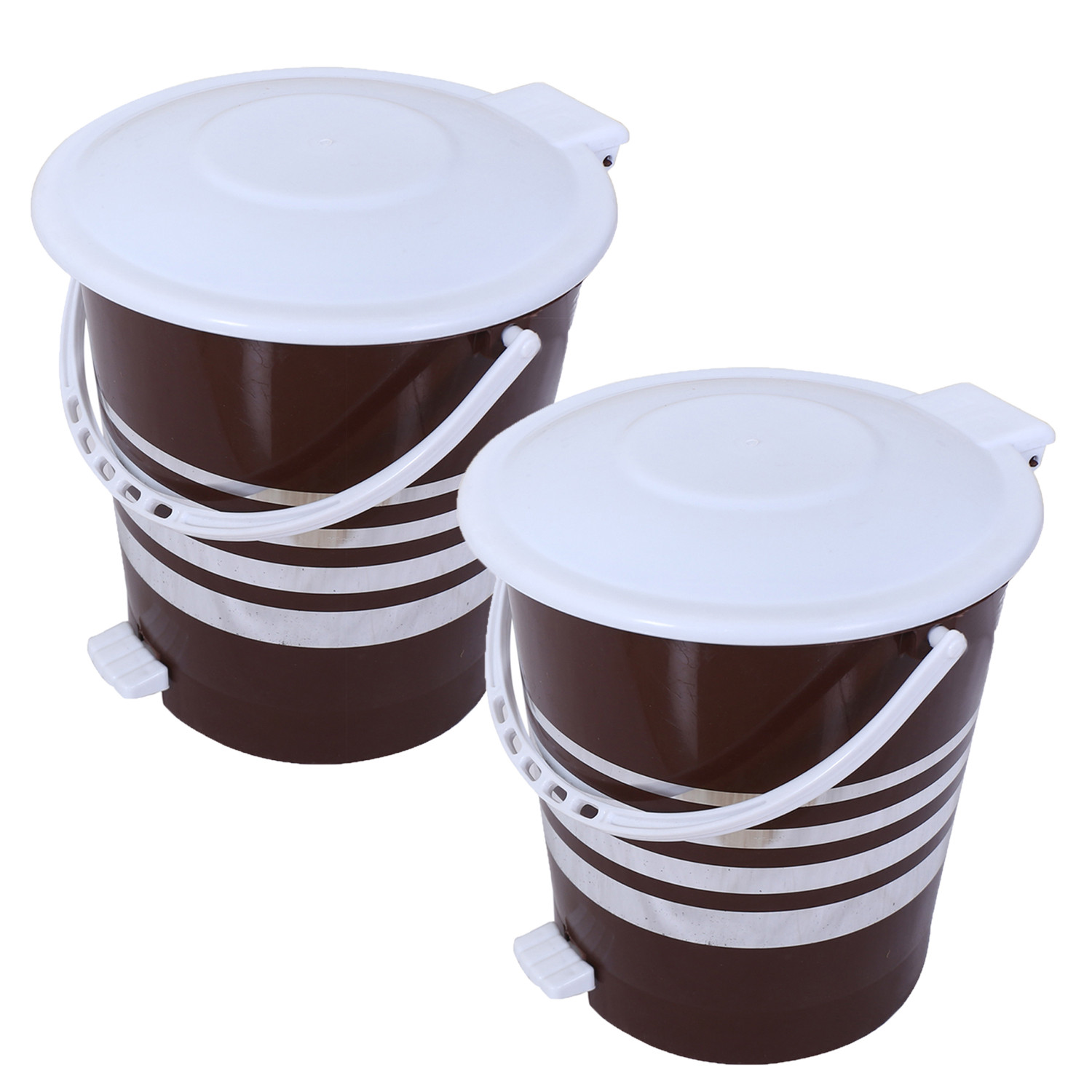 Kuber Industries Dustbin|Plastic Pedal Dustbin|Kitchen Inner Bucket Waste Paper Bin|Dustbin For Bedroom|Silver Layer 10 Litre Dustbin (Brown)