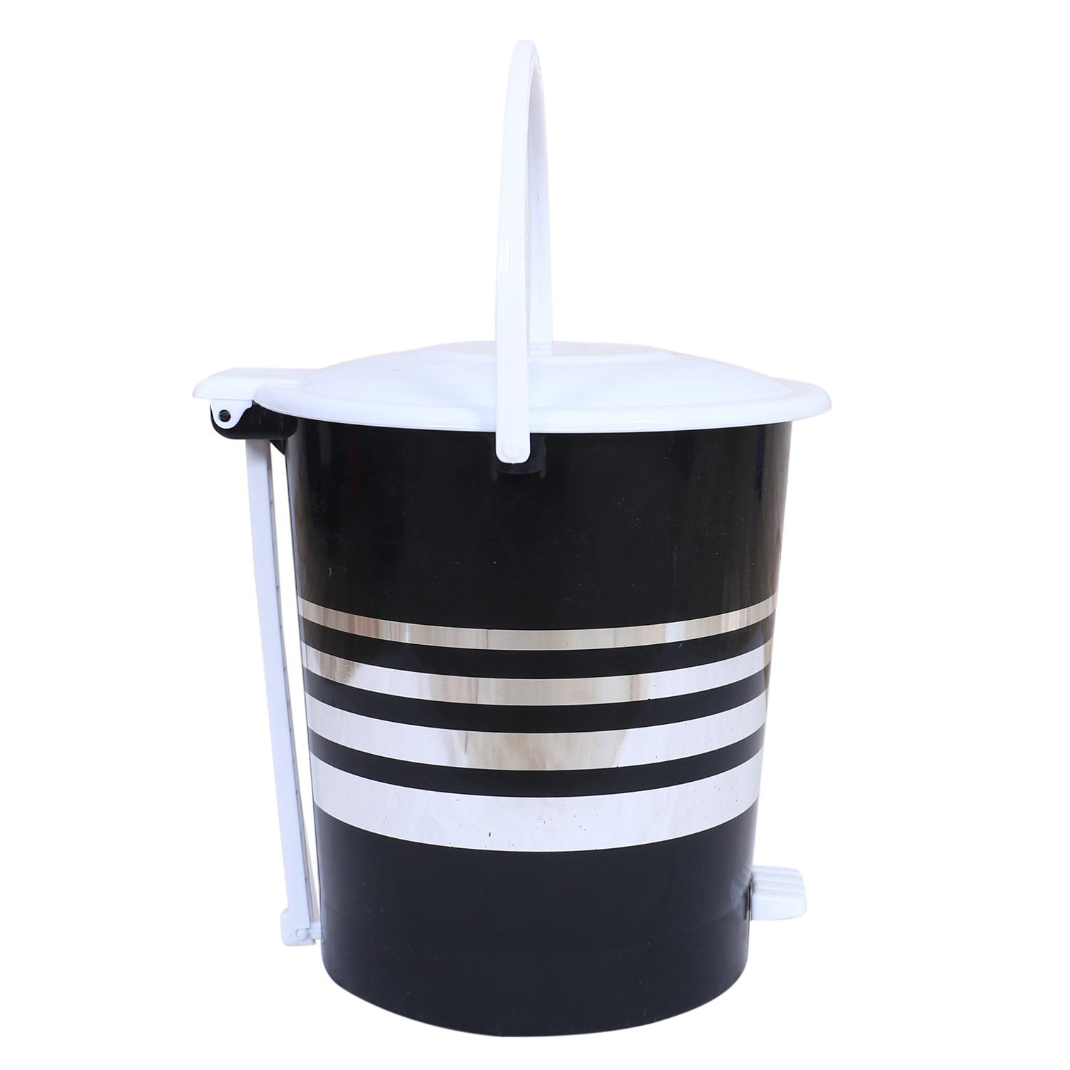 Kuber Industries Dustbin|Plastic Pedal Dustbin|Kitchen Inner Bucket Waste Paper Bin|Dustbin For Bedroom|Silver Layer 10 Litre Dustbin (Black)