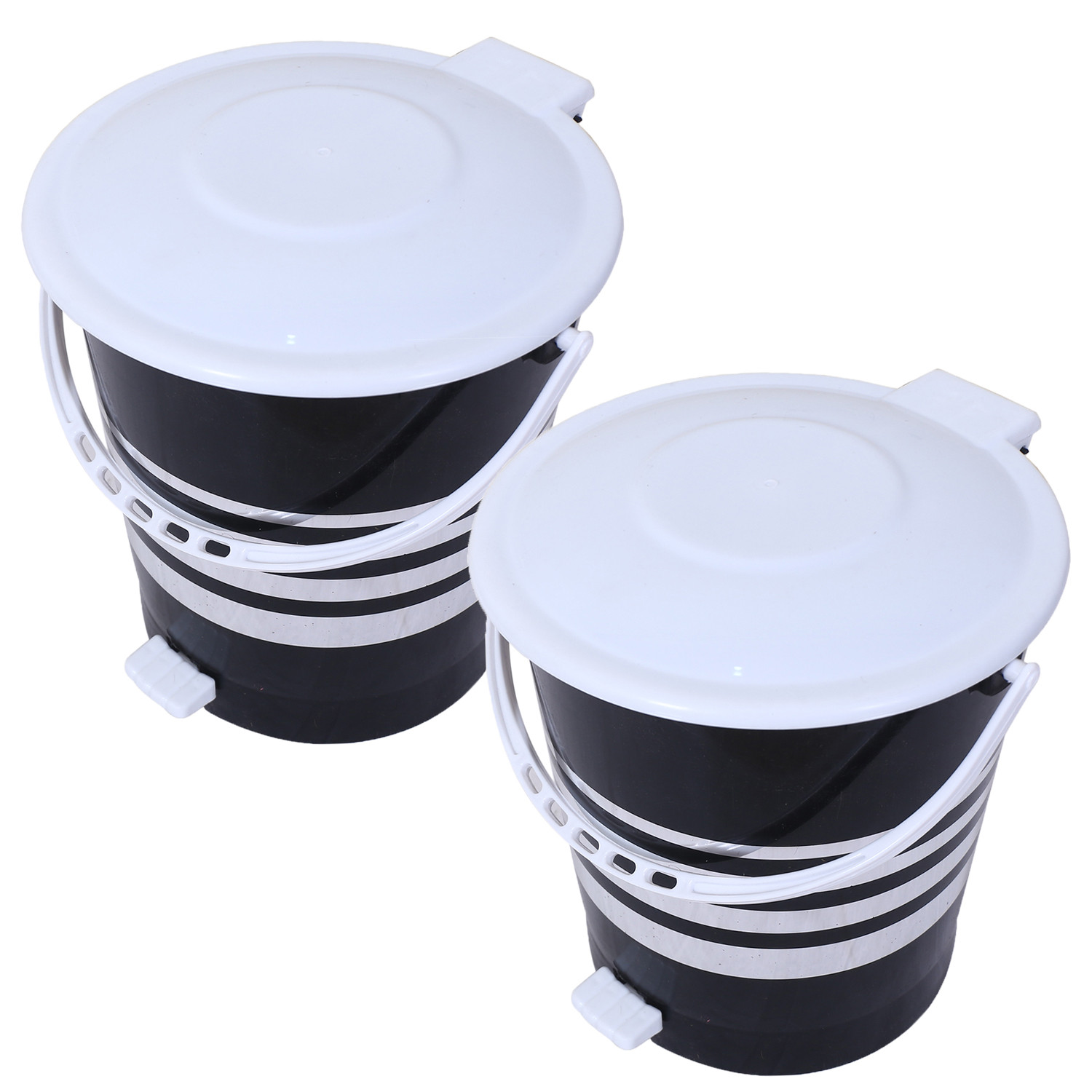 Kuber Industries Dustbin|Plastic Pedal Dustbin|Kitchen Inner Bucket Waste Paper Bin|Dustbin For Bedroom|Silver Layer 10 Litre Dustbin (Black)
