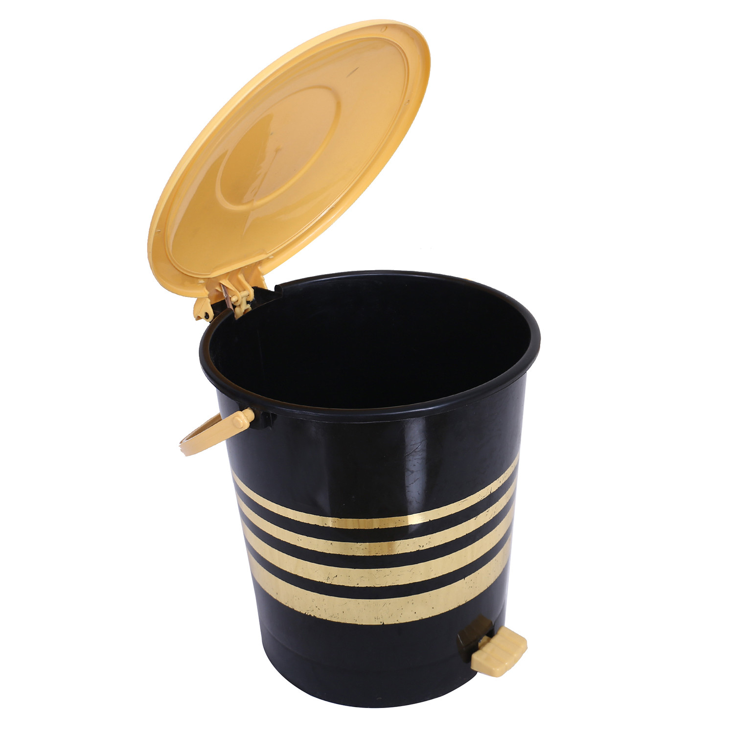 Kuber Industries Dustbin|Plastic Pedal Dustbin|Kitchen Inner Bucket Waste Paper Bin|Dustbin For Bedroom|Gold Layer 10 Litre Dustbin (Black)
