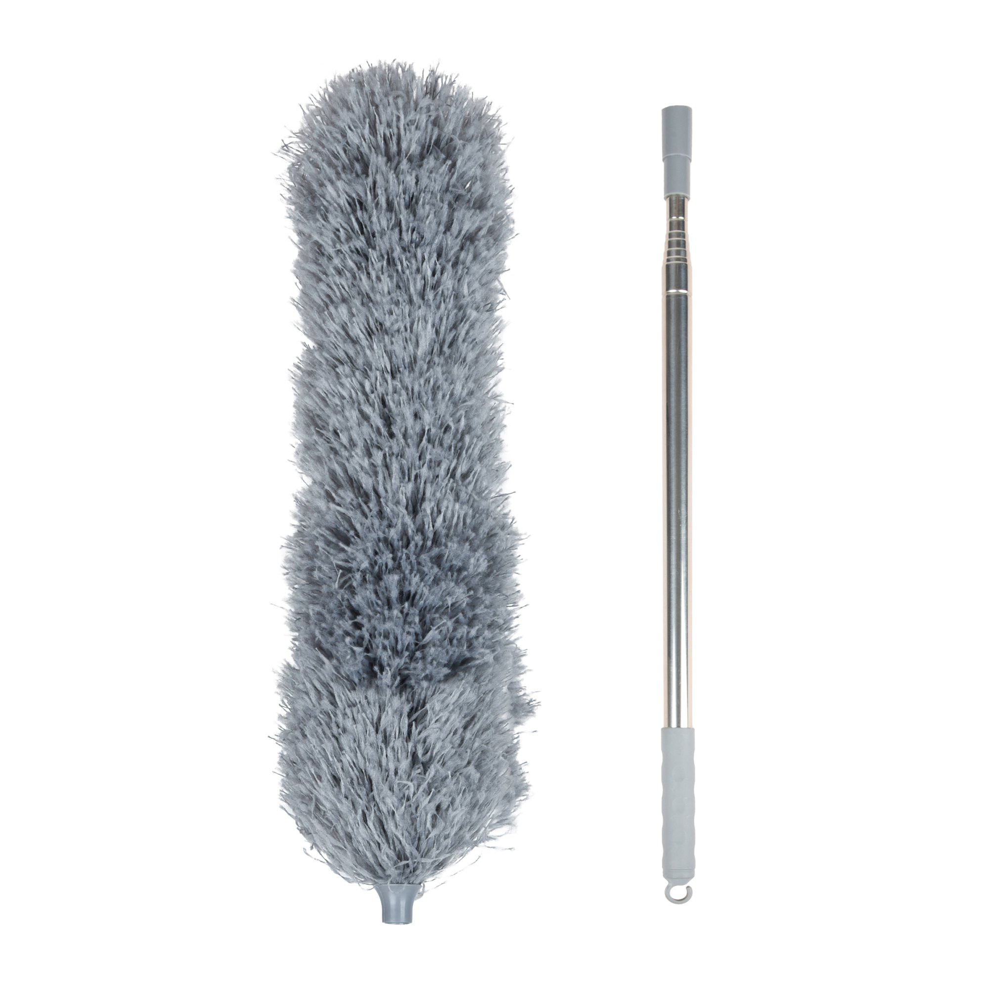 Kuber Industries Duster  Duster for Household Cleaning  Ceiling Fan Duster  Spider Web Cleaner Stick  Fan Cleaning Brush with Long Rod  Microfiber Dusting Brush for Home  Gray