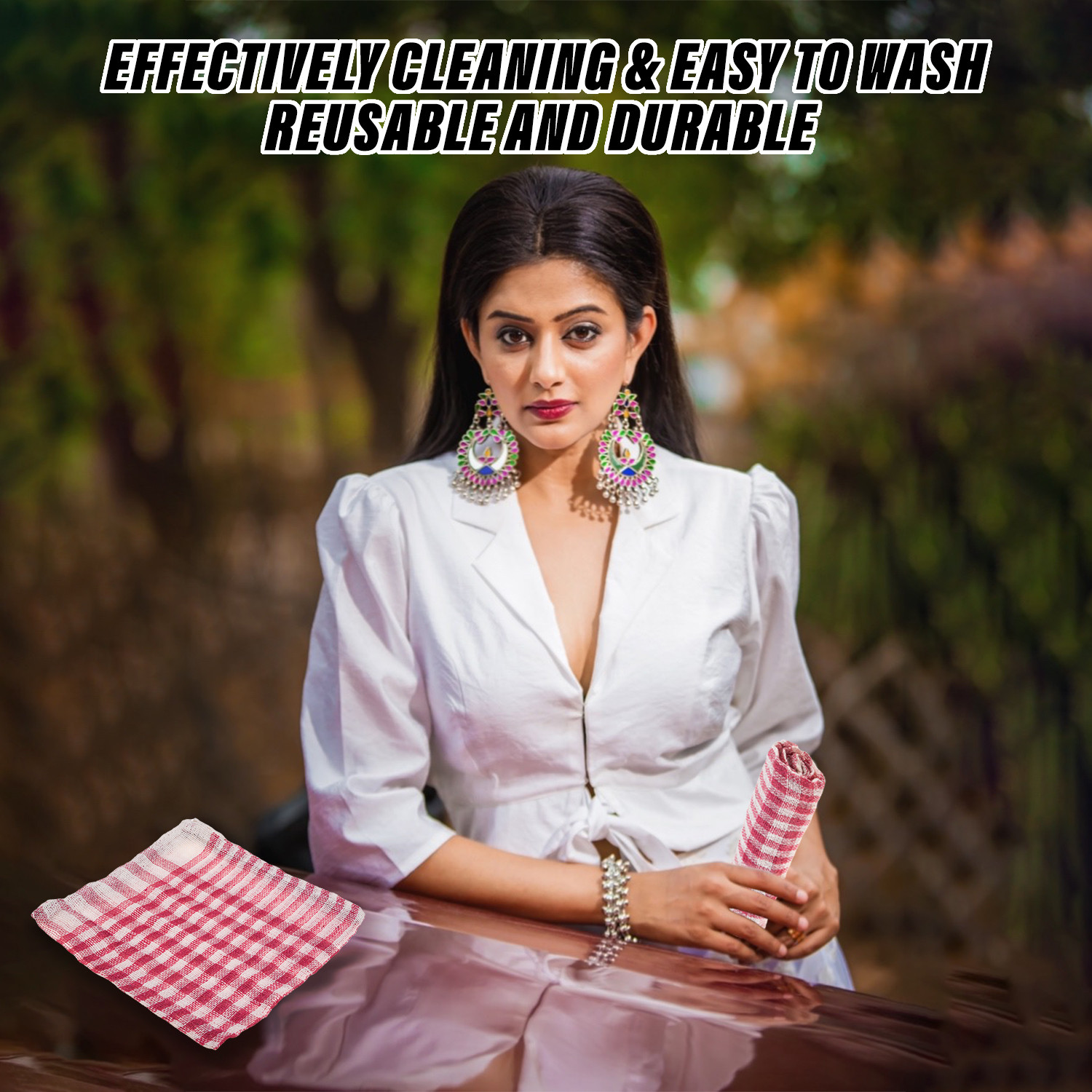 Kuber Industries Duster | Wet Dry Cleaning Napkin | Cotton Kitchen Duster | 300 GSM Kitchen Cleaning Clothes | Pocha For Kitchen | Car | Desk | Fan | 101 | Pink
