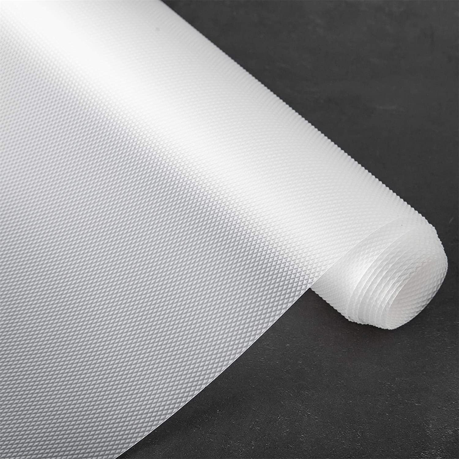 Kuber Industries Duty Diamond/Dots Shelf Liners, Non-Slip Drawer Liner Cabinet Pad Refrigerator Mat No Odor for Home and Kitchen-45X1000 cm (10 Mtr,White)-KUBMRT11935