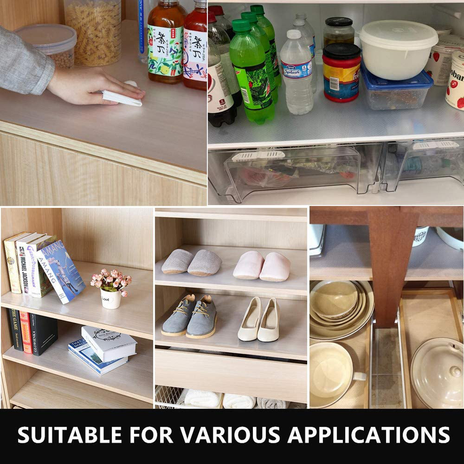 Kuber Industries Duty Diamond/Dots Shelf Liners, Non-Slip Drawer Liner Cabinet Pad Refrigerator Mat No Odor for Home and Kitchen-45X1000 cm (10 Mtr,White)-KUBMRT11935