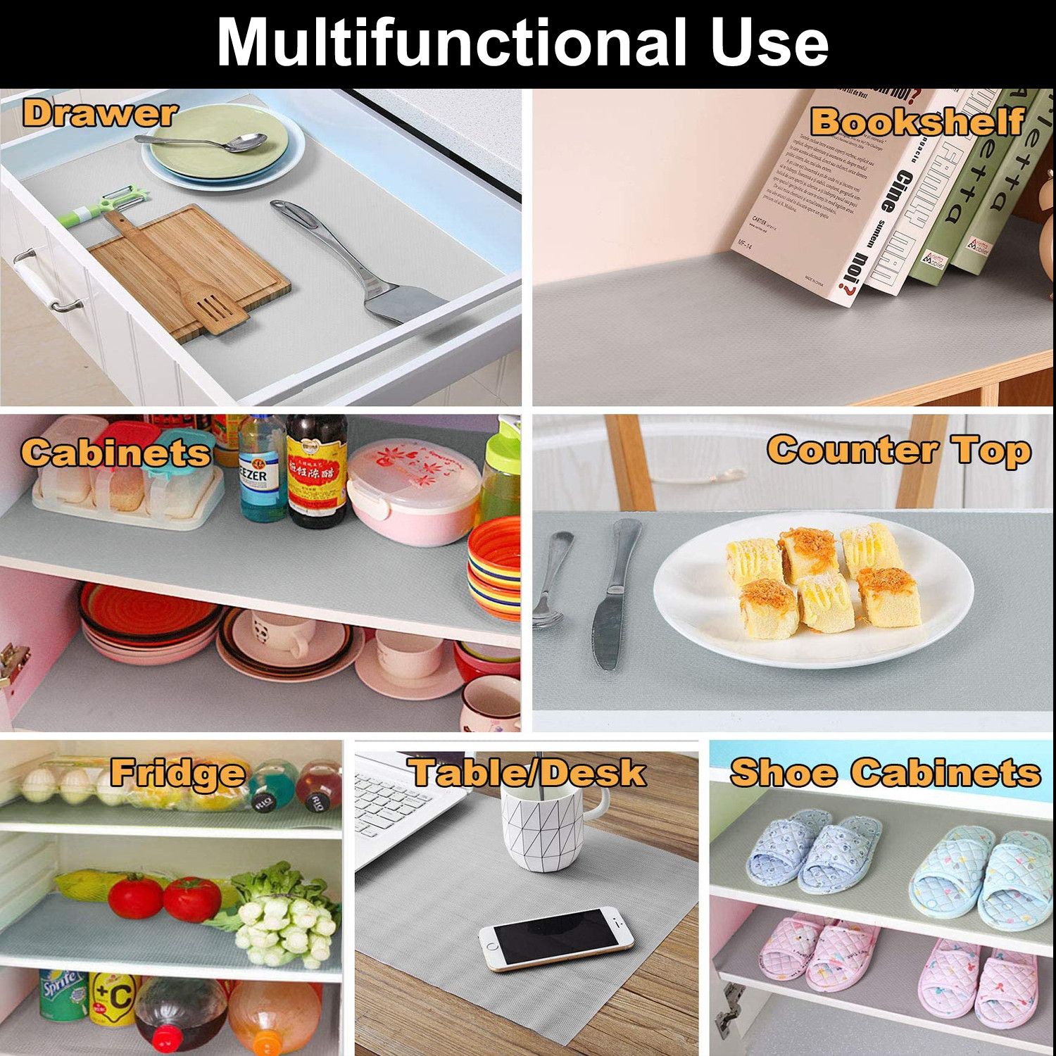 Kuber Industries Duty Diamond/Dots Shelf Liners, Non-Slip Drawer Liner Cabinet Pad Refrigerator Mat No Odor for Home and Kitchen-45X1000 cm (10 Mtr,Brown)-KUBMRT11937