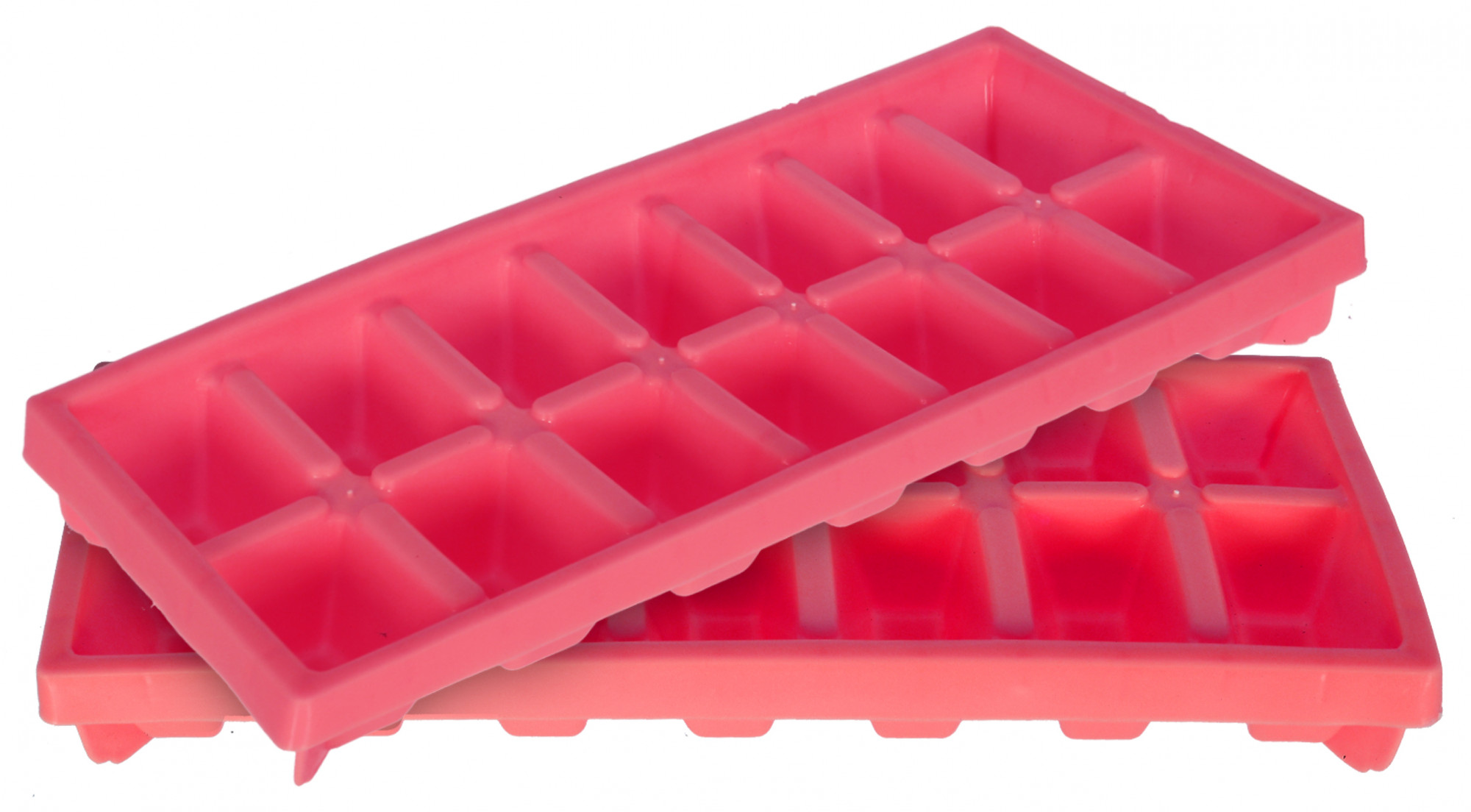 Kuber Industries Easy Release Ice Cube Tray Set - Durable Plastic Stackable Easy Twist 14 Cube Trays-(Pink)