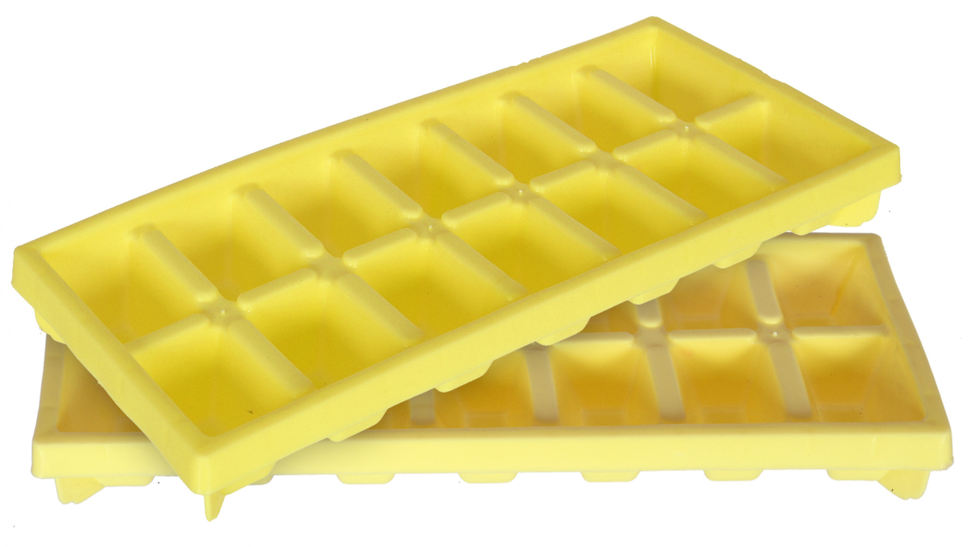 Kuber Industries Easy Release Ice Cube Tray Set - Durable Plastic Stackable Easy Twist 14 Cube Trays-(Yellow)