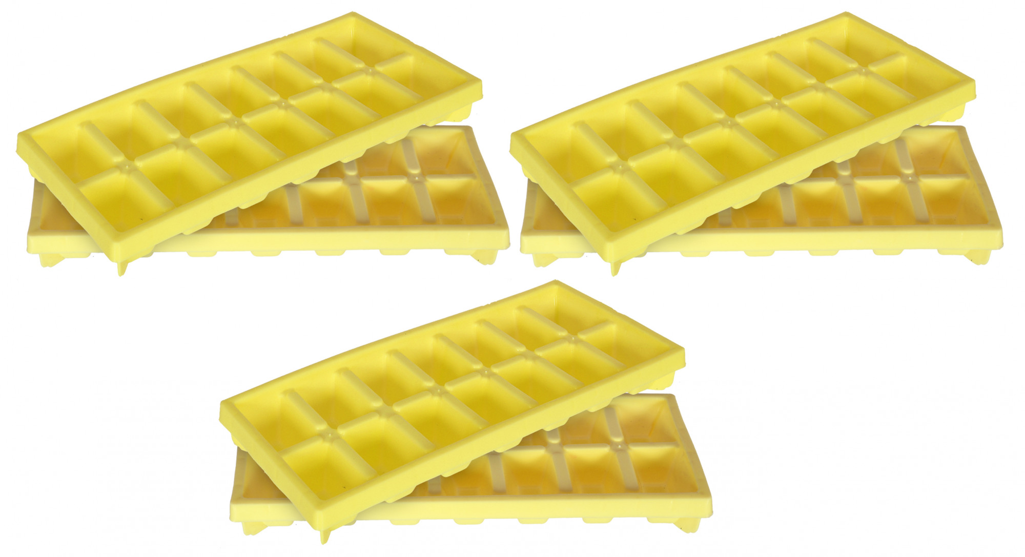 Kuber Industries Easy Release Ice Cube Tray Set - Durable Plastic Stackable Easy Twist 14 Cube Trays-(Yellow)