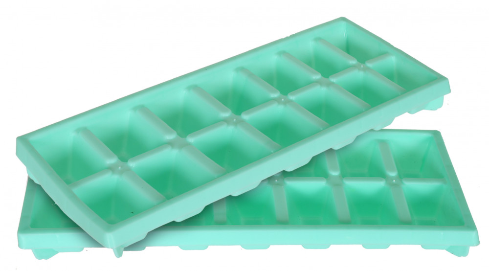 Kuber Industries Easy Release Ice Cube Tray Set - Durable Plastic Stackable Easy Twist 14 Cube Trays-(Green)