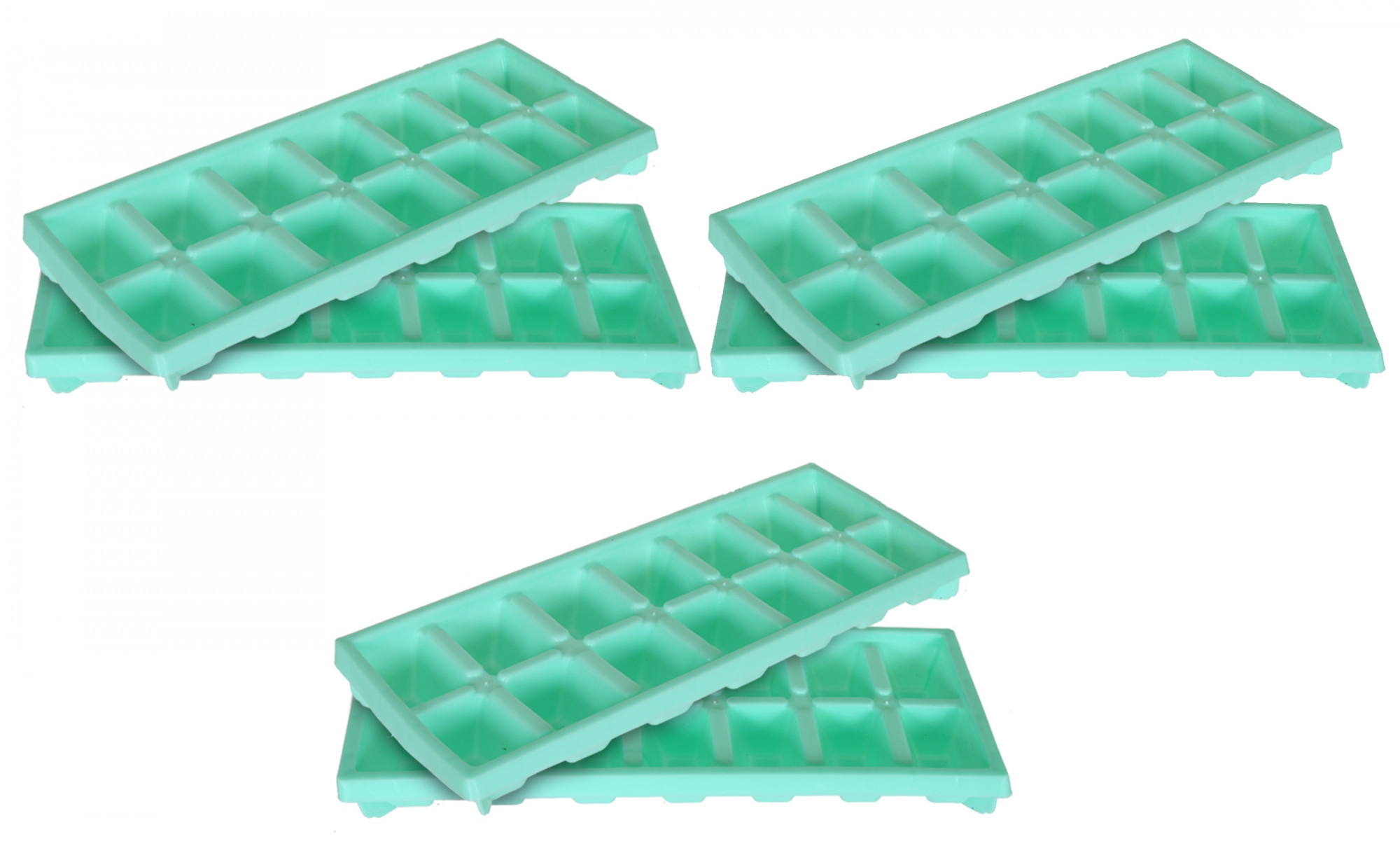 Kuber Industries Easy Release Ice Cube Tray Set - Durable Plastic Stackable Easy Twist 14 Cube Trays-(Green)