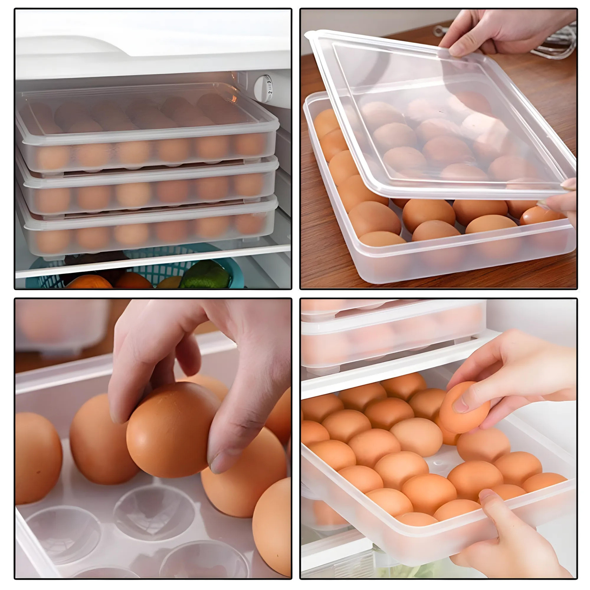Kuber Industries Egg Tray  Eggs Dispenser with Lid  24 Eggs Kitchen Storage Container  Storage Rack  Plastic Egg Tray 930  Transparent