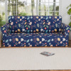 Elastic Sofa Cover 3 Seater - Stretchable Couch Slip Cover in Leaf Pattern for Living Room/Hall - Blue