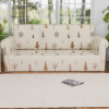 Elastic Sofa Cover 3 Seater - Stretchable Couch Slip Cover in Tree Print for Living Room/Hall - Cream