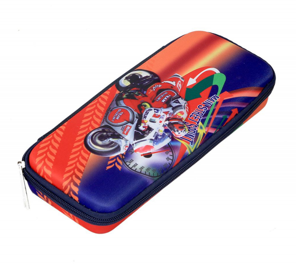 Kuber Industries Embossed Bike Design Strong Pencil Box for School Supplies, Multi Purpose Pencil Box With Secure Zipper Closure (Multi)-HS_38_KUBMART21115