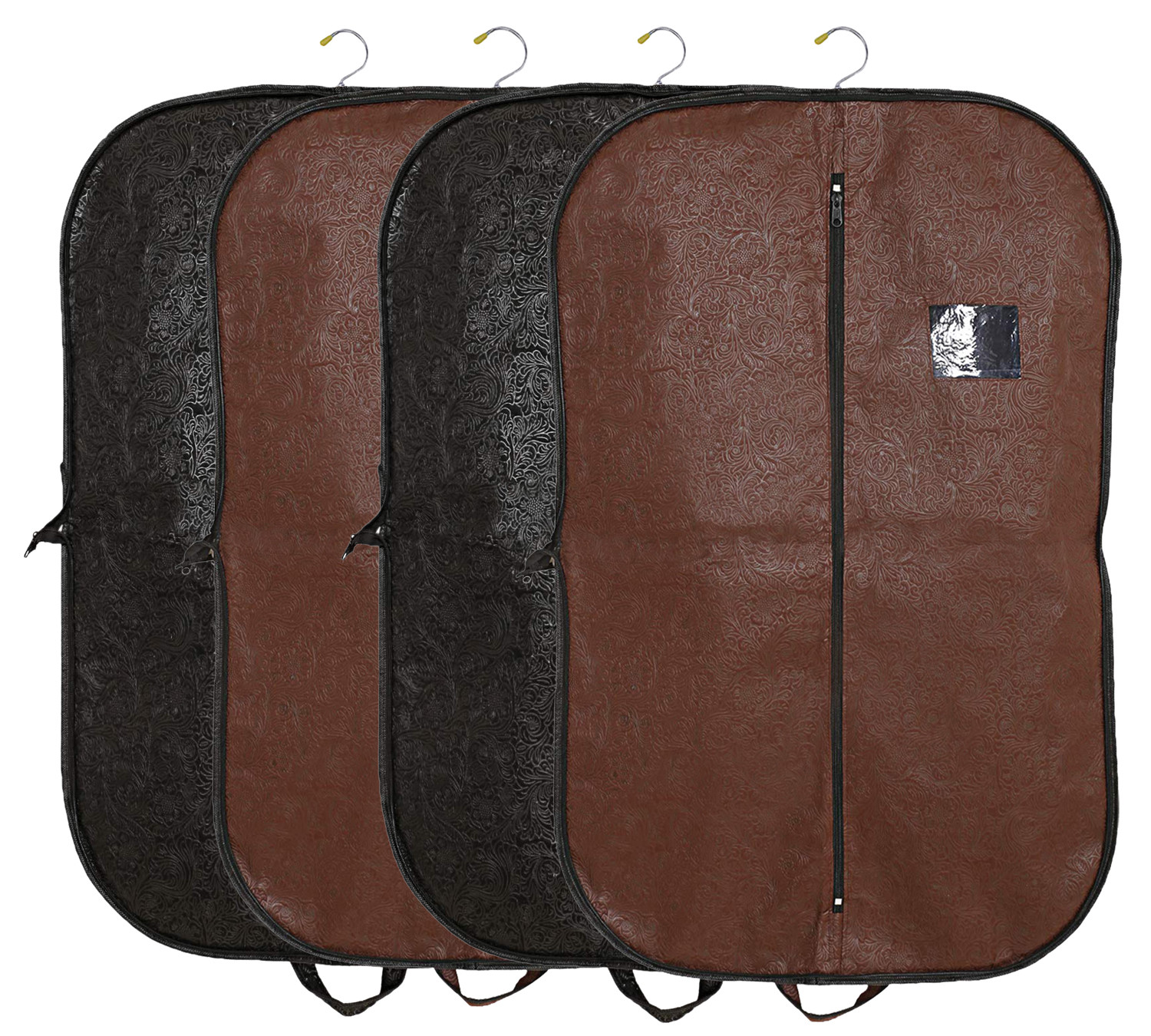Kuber Industries Embossed Design Foldable Non Woven Men's Coat Blazer Cover (Black & Brown)  -CTKTC42273