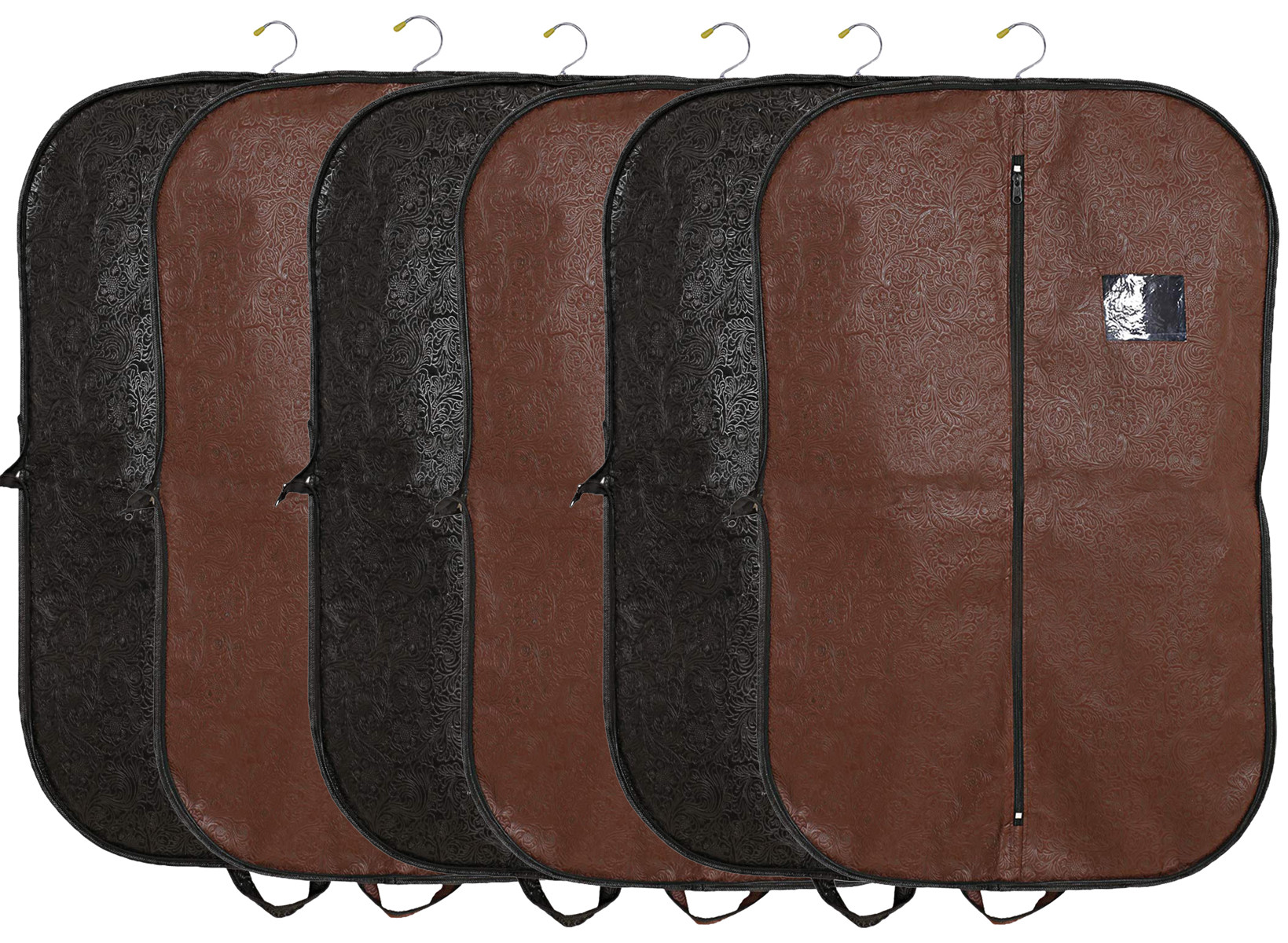 Kuber Industries Embossed Design Foldable Non Woven Men's Coat Blazer Cover (Black & Brown)  -CTKTC42273