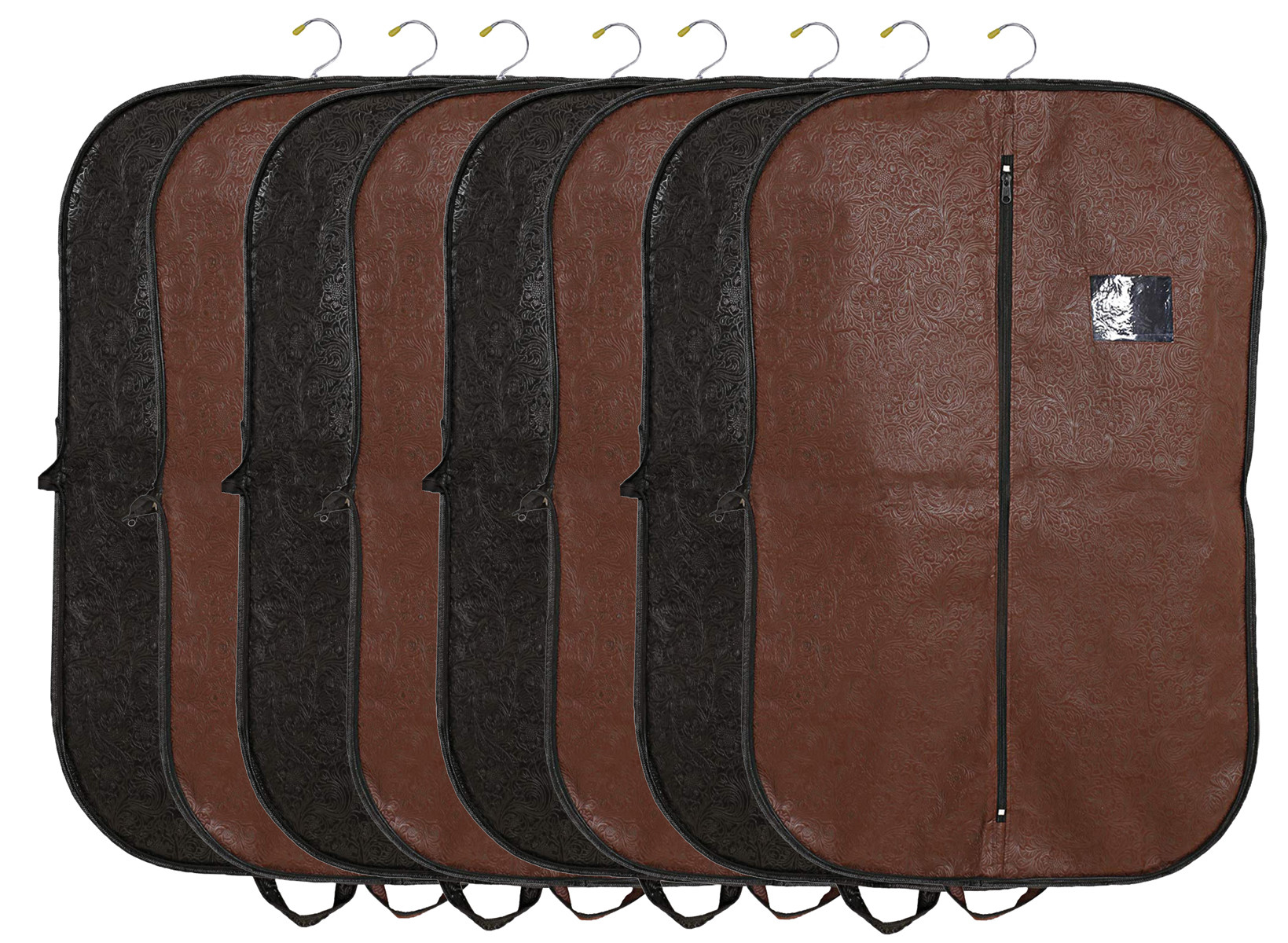 Kuber Industries Embossed Design Foldable Non Woven Men's Coat Blazer Cover (Black & Brown)  -CTKTC42273
