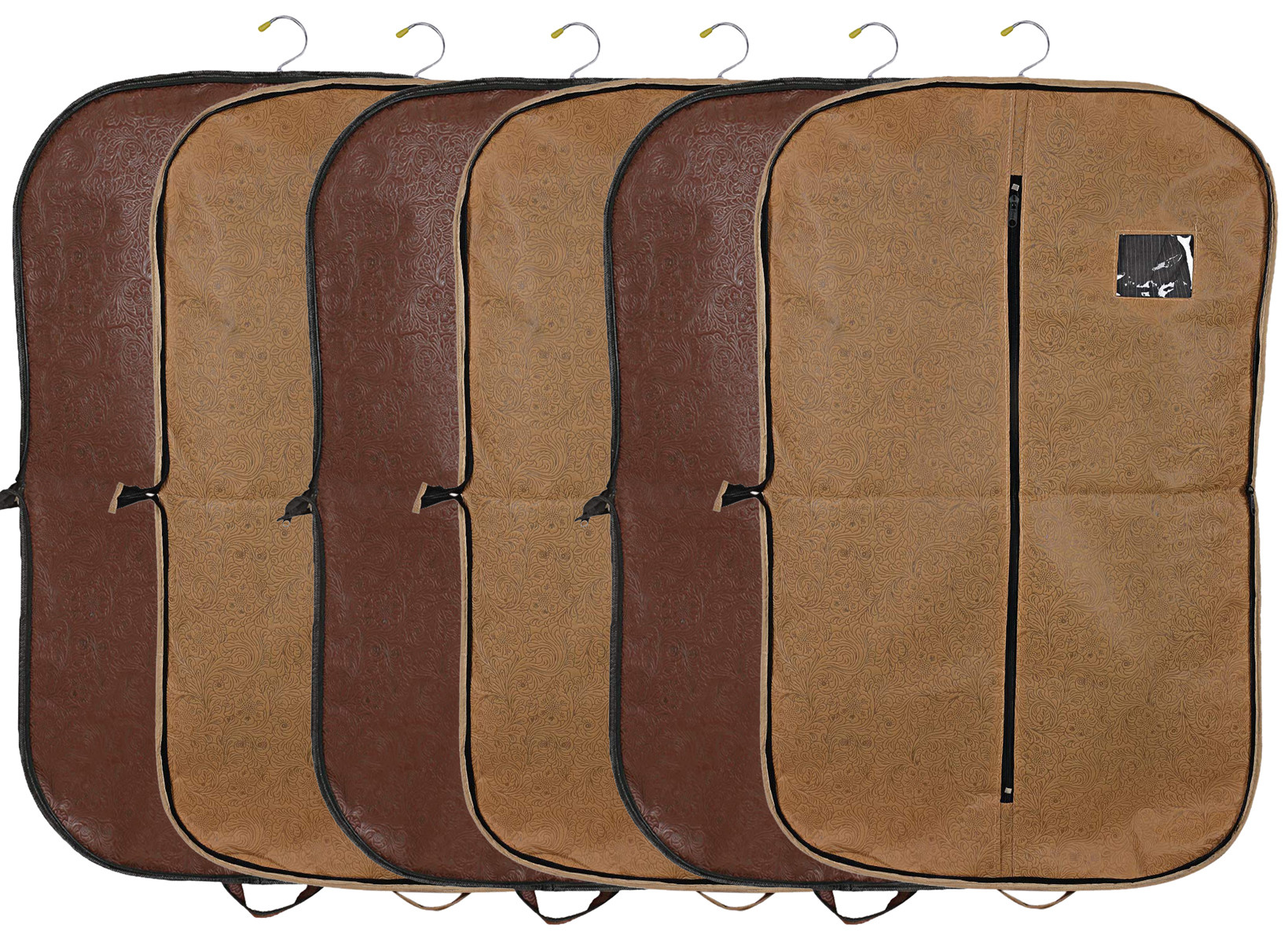 Kuber Industries Embossed Design Foldable Non Woven Men's Coat Blazer Cover (Brown & Golden)  -CTKTC42277