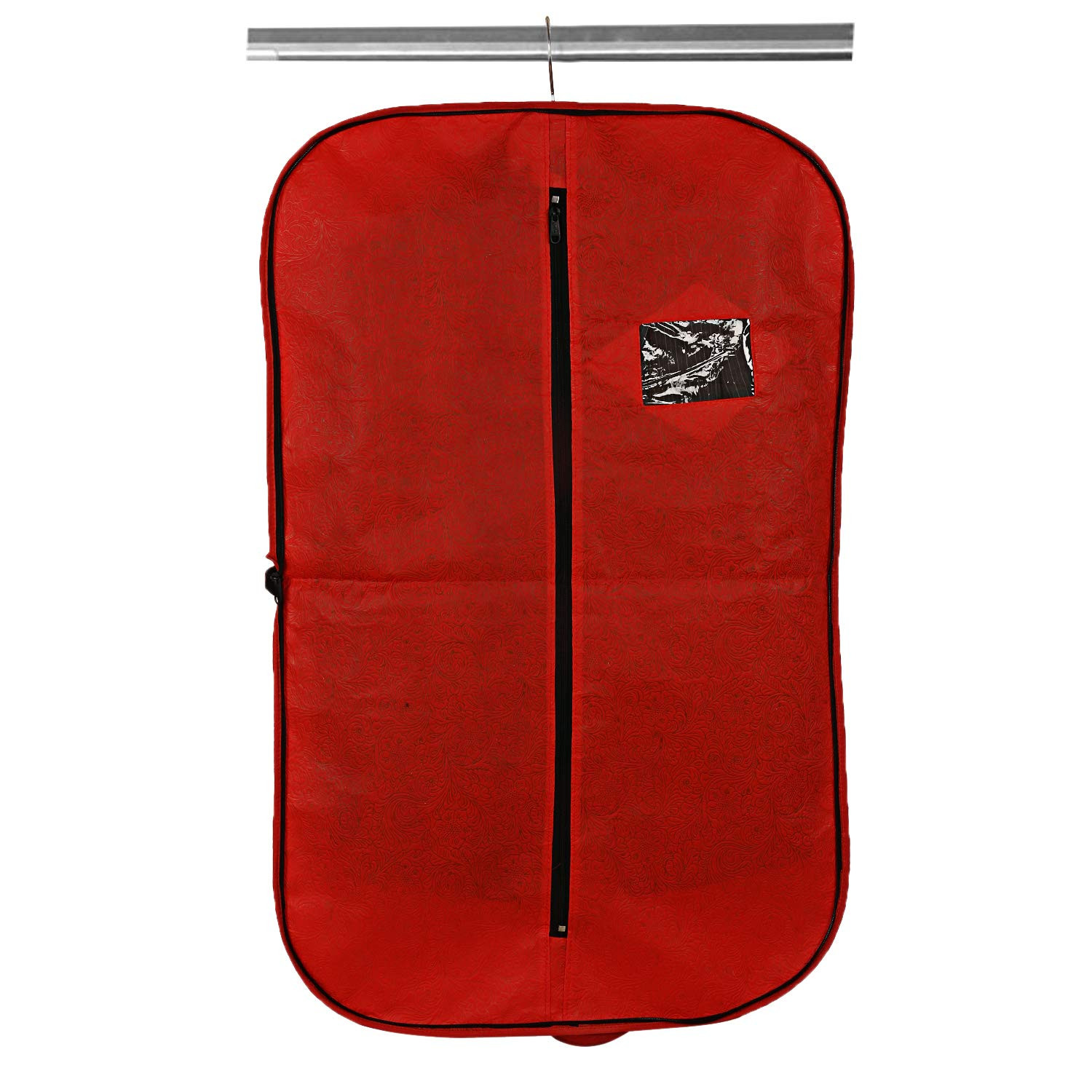 Kuber Industries Embossed Design Foldable Non Woven Men's Coat Blazer Cover (Red & Black)  -CTKTC42267