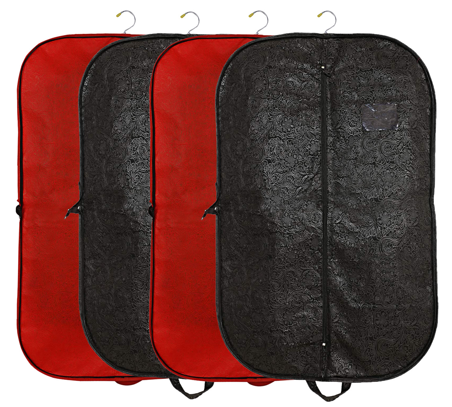 Kuber Industries Embossed Design Foldable Non Woven Men's Coat Blazer Cover (Red & Black)  -CTKTC42267