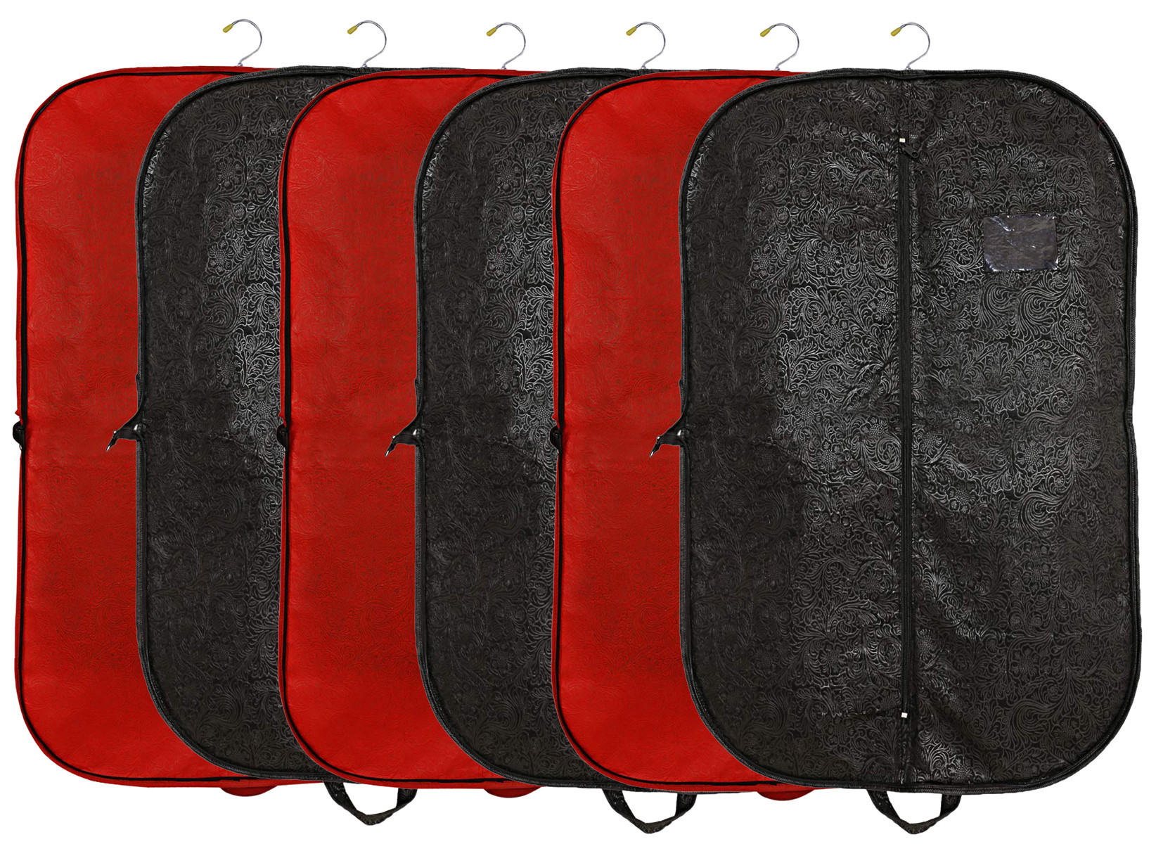 Kuber Industries Embossed Design Foldable Non Woven Men's Coat Blazer Cover (Red & Black)  -CTKTC42267