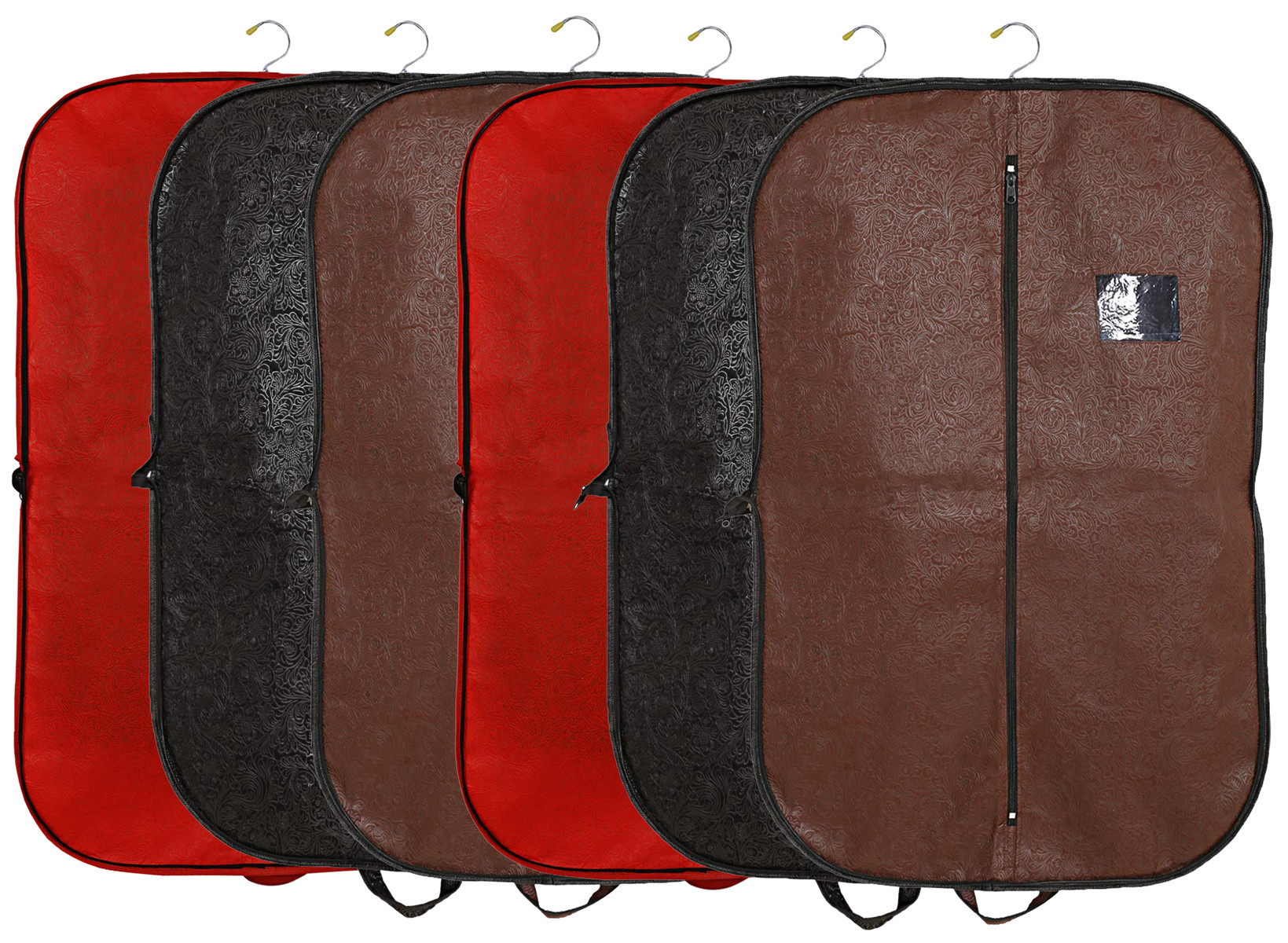 Kuber Industries Embossed Design Foldable Non Woven Men's Coat Blazer Cover (Red & Black & Brown)  -CTKTC42279